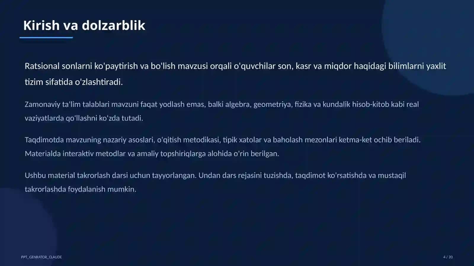 Ratsional sonlarni ko'paytirish va bo'lish (6-sinf) 4