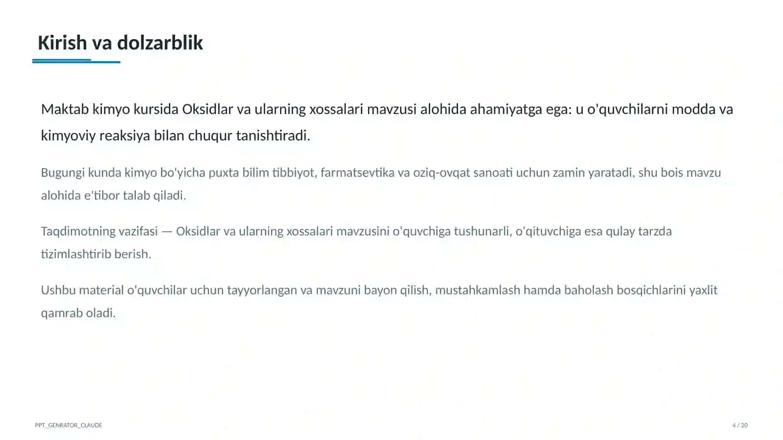 Oksidlar va ularning xossalari (8-sinf) 4