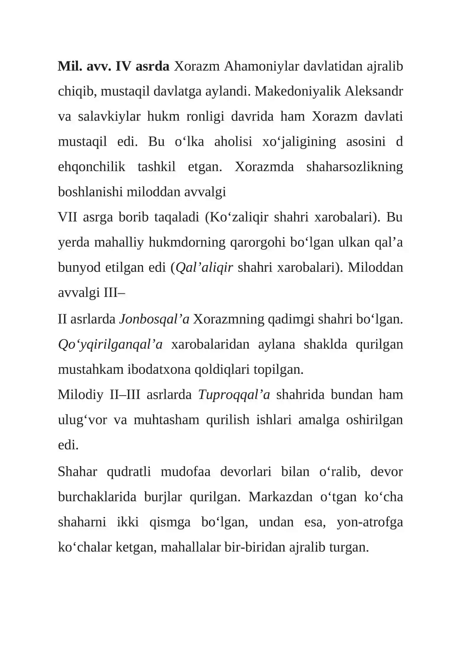 6-sinf Tarix fanidan ochiq dars. Qadimgi Xorazm, Qang' va Davon davlatlari 4