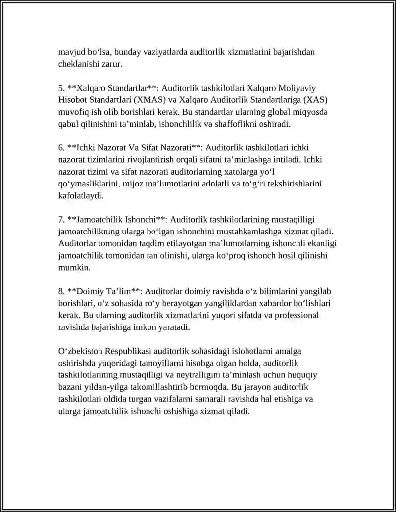 AUDITORLIK TASHKILOTLARINING HUQUQLARI,MAJBURIYATLARI VA JAVOBGARLIKLARI 4