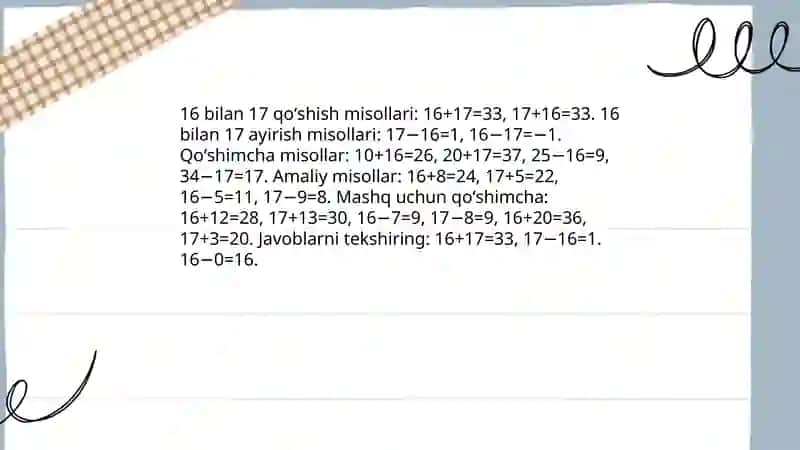 16 bilan 17: qoʻshni butun sonlarning umumiy xossalari 4