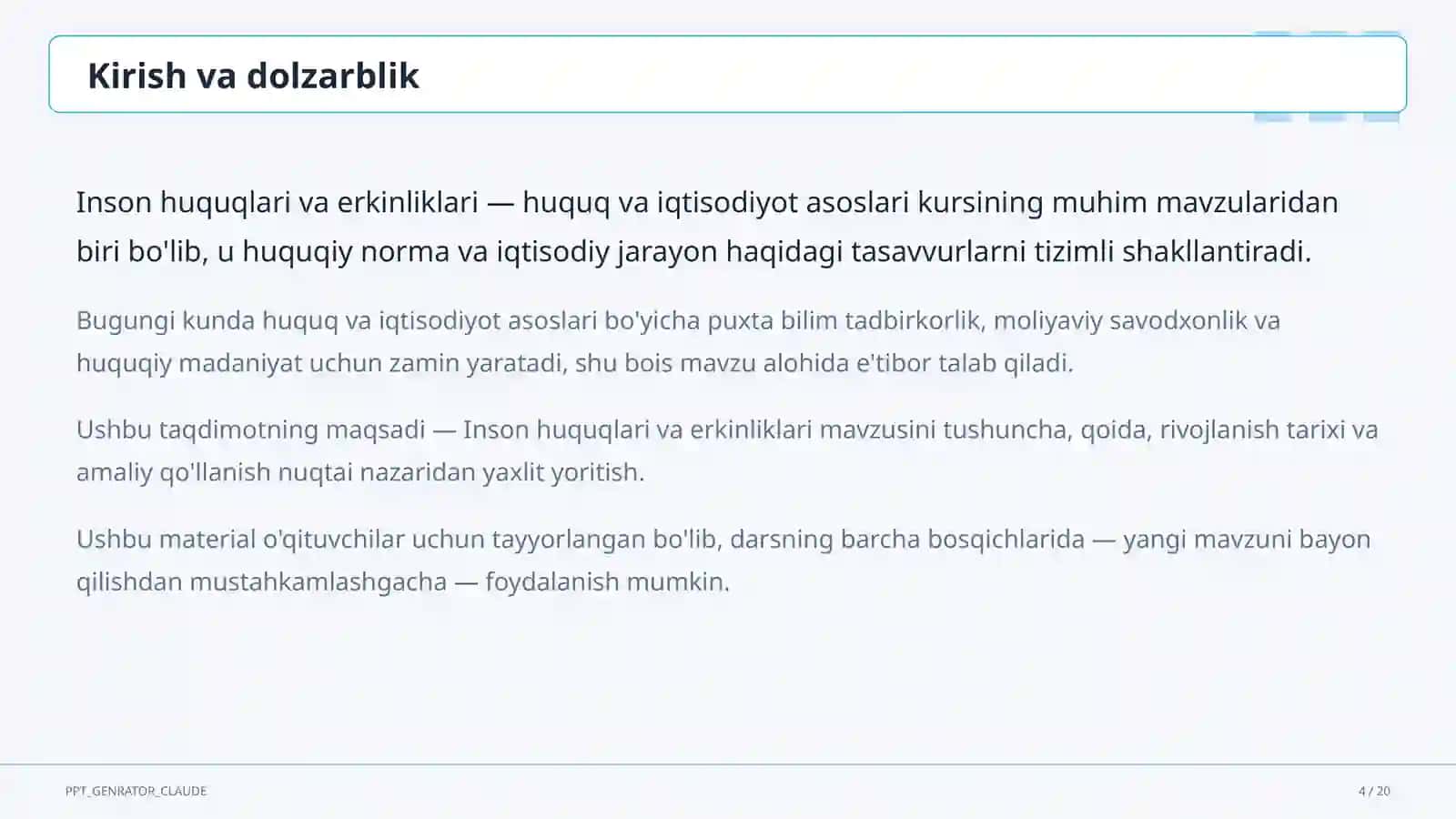 Inson huquqlari va erkinliklari (9-sinf) 4