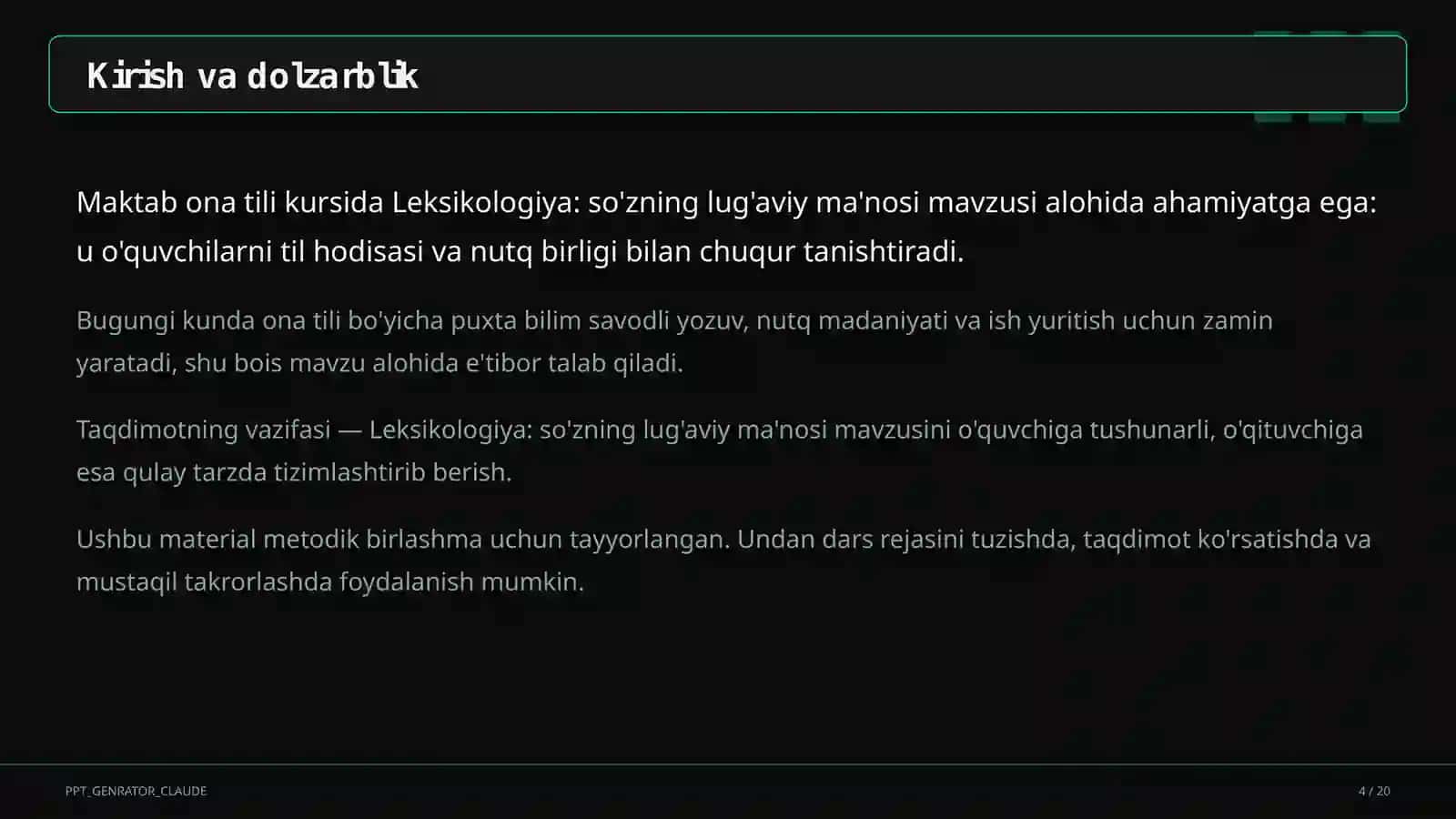 Leksikologiya: so'zning lug'aviy ma'nosi (5-sinf) 4