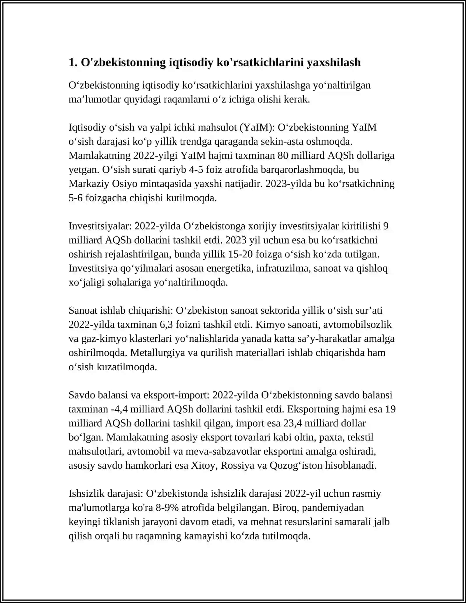 O'ZBEKISTONNING XALQARO REYTINGDAGI KO'RSATKICHLARINI KO'TARISHNING TARIXIY VA SIYOSIY AHAMIYATI 4