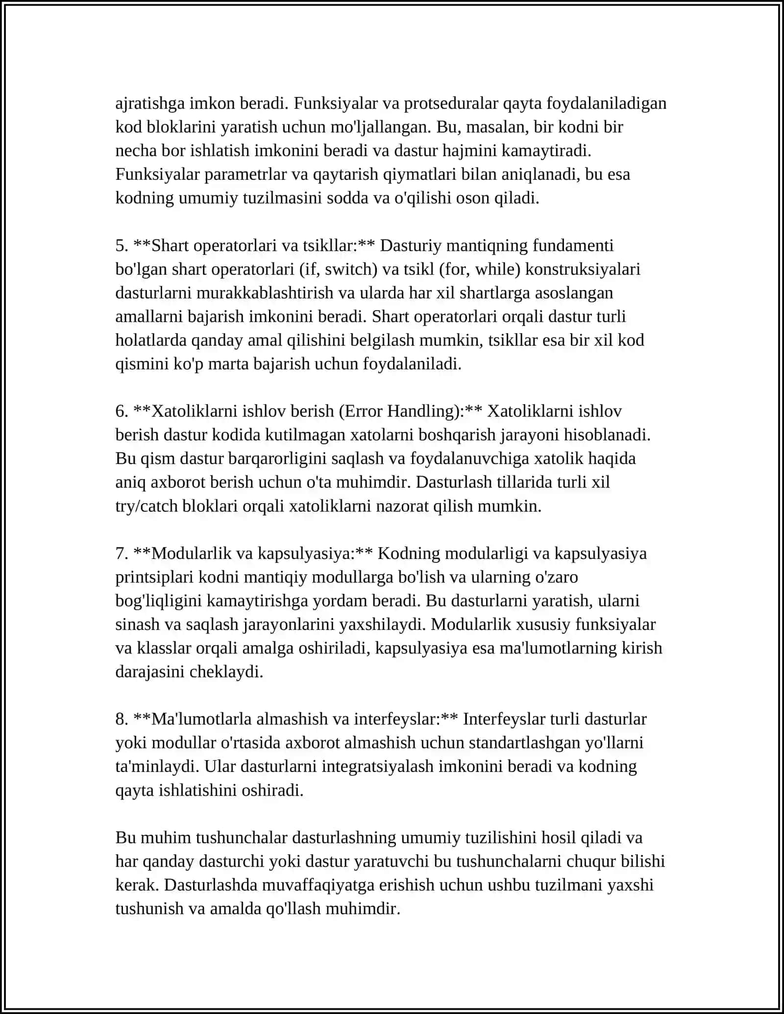 DASTURLASHTILINGING TUZILMASI. MA‘LUMOT TURLARI. KIRISH/CHIQISH FUNKSIYALARI. OPERATORLAR. CHIZIQLI ALGORITMNI TASHKIL QILISH 4