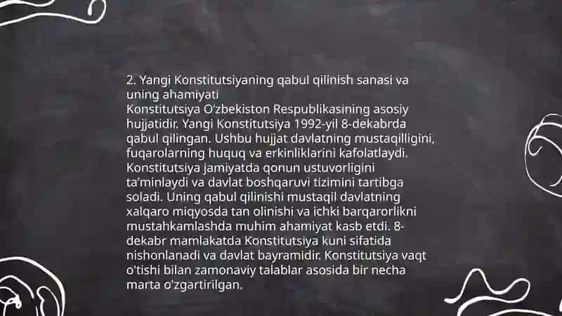 O‘zbekiston Respublikasi Yangi tahrirdagi Konstitutsiyasining qabul qilinishi va uning tarixiy ahamiyati 4