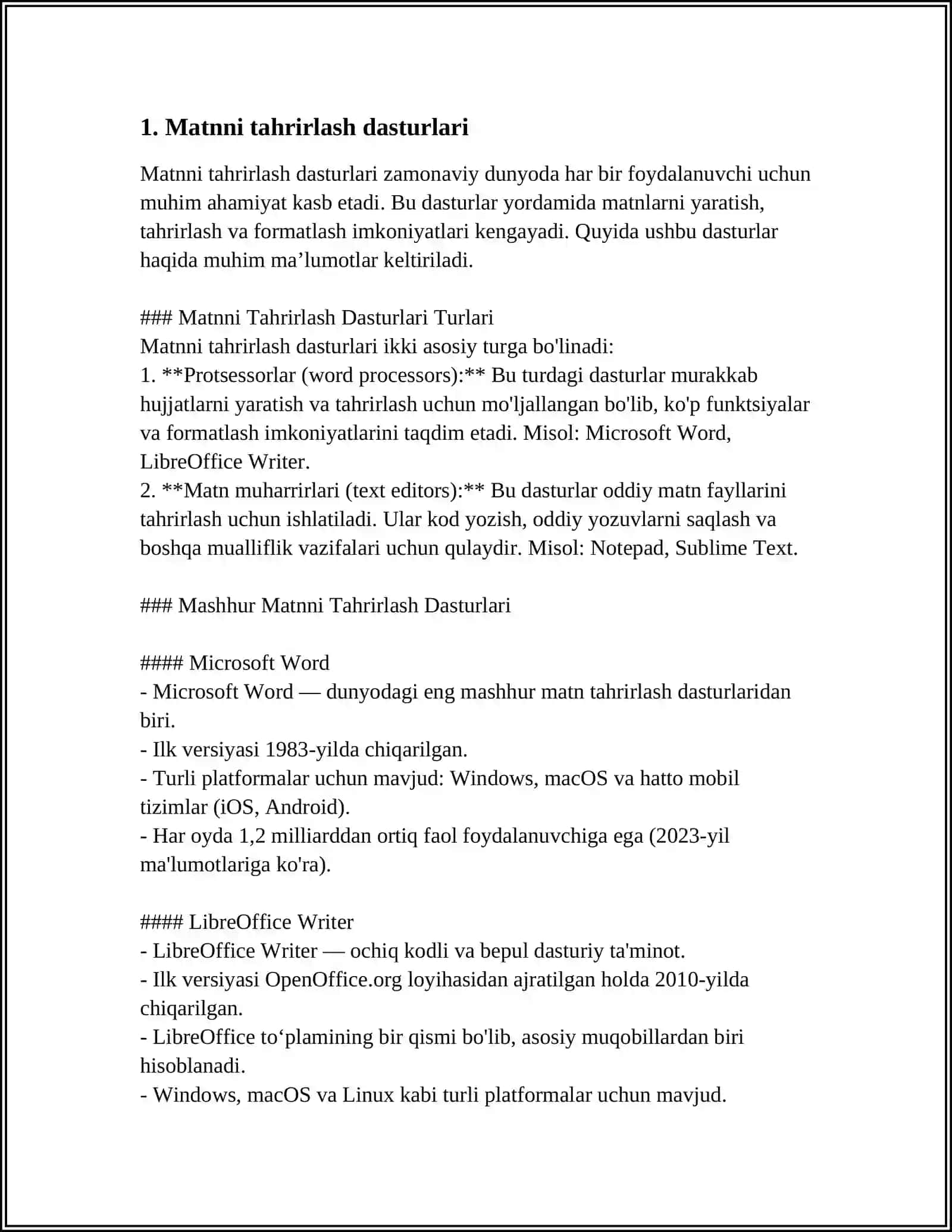 Matnni tahrirlash dasturlari 4