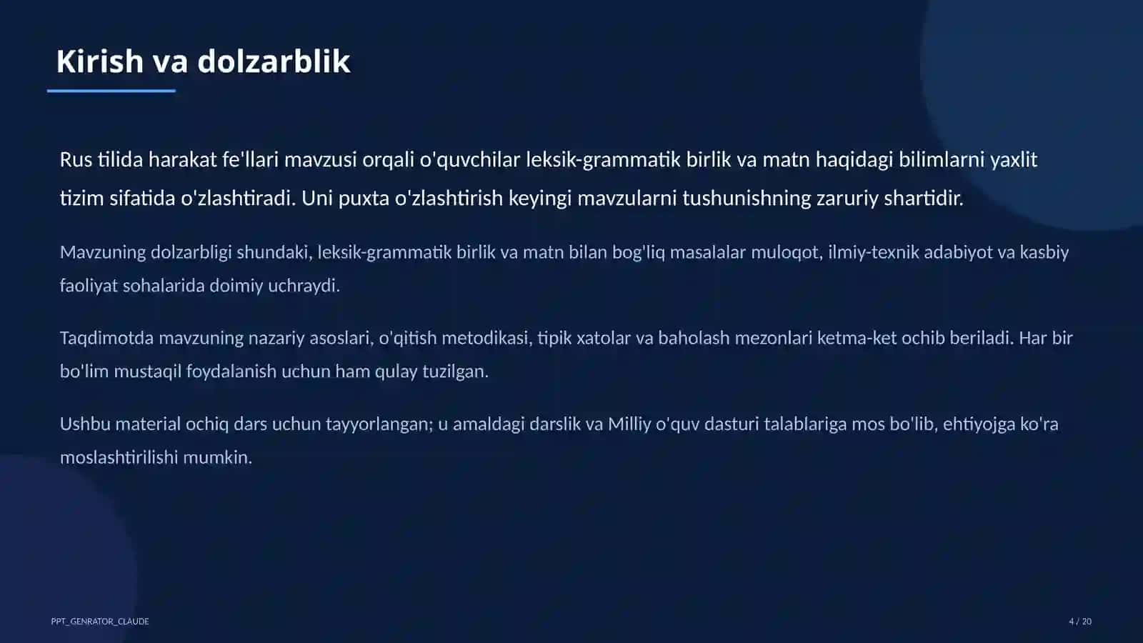 Rus tilida harakat fe'llari (6-sinf) 4