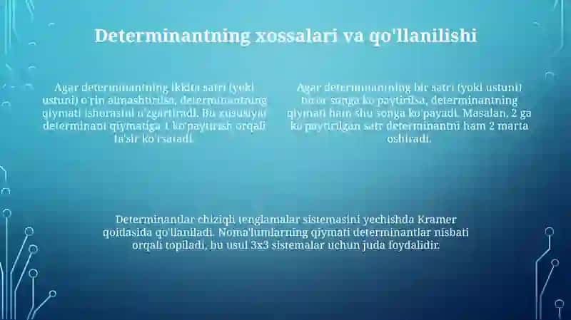 Uchinchi tartibli determinantlar 4