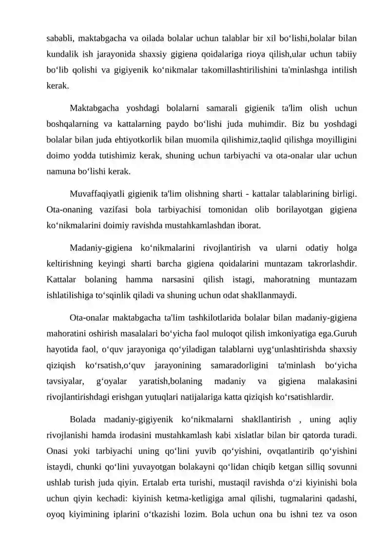 MAKTABGACHA TA’LIM TASHKILOTLARI OILA BILAN HAMKORLIKDA BOLALARDA MADANIY-GIGIYENIK KO‘NIKMALARNI SHAKLLANTIRISH 4