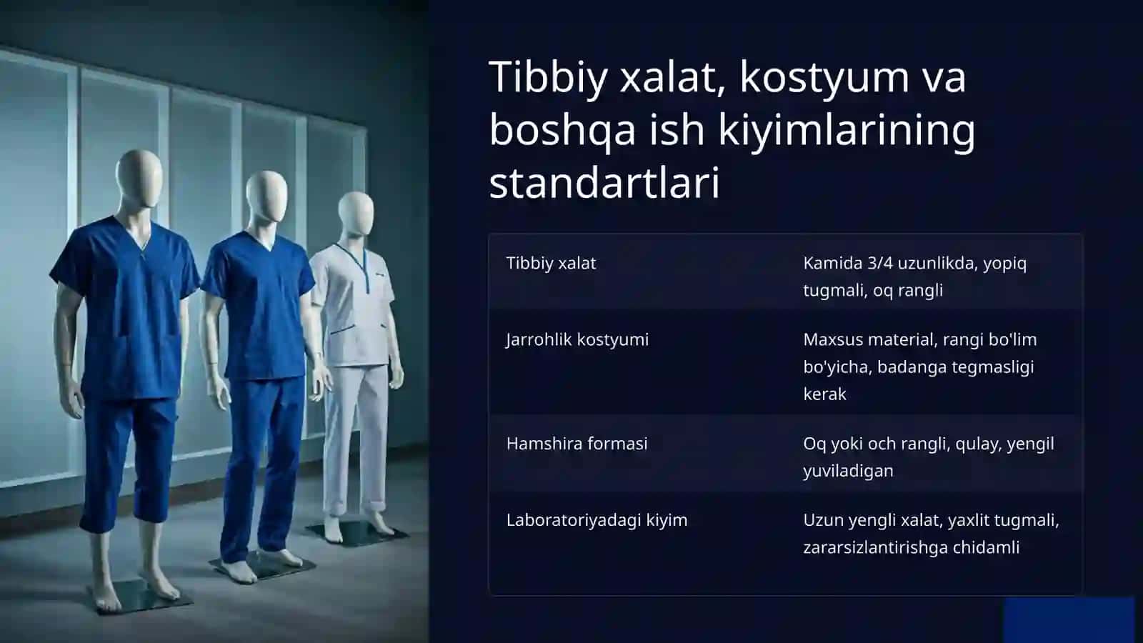 Tibbiyot hodimlari kiyinishiga qo'yiladigan gigiyenik talablar 4