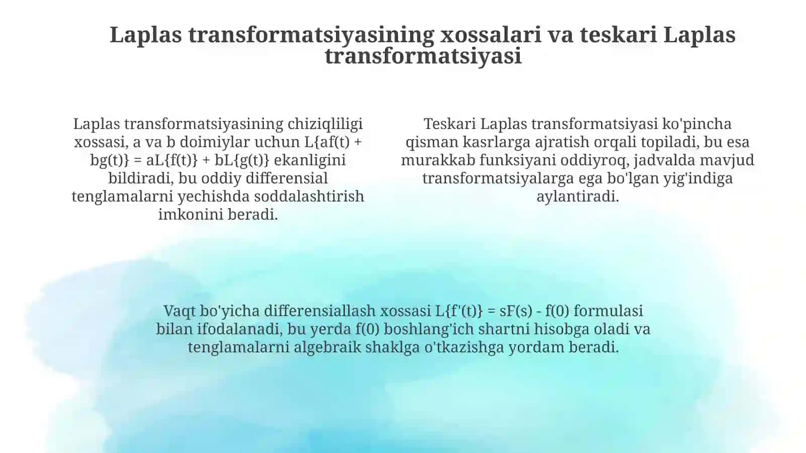 Differensial tenglamavadifferensialtenglamalarsistemalariniyechishningoperatsionhisobusuli 4