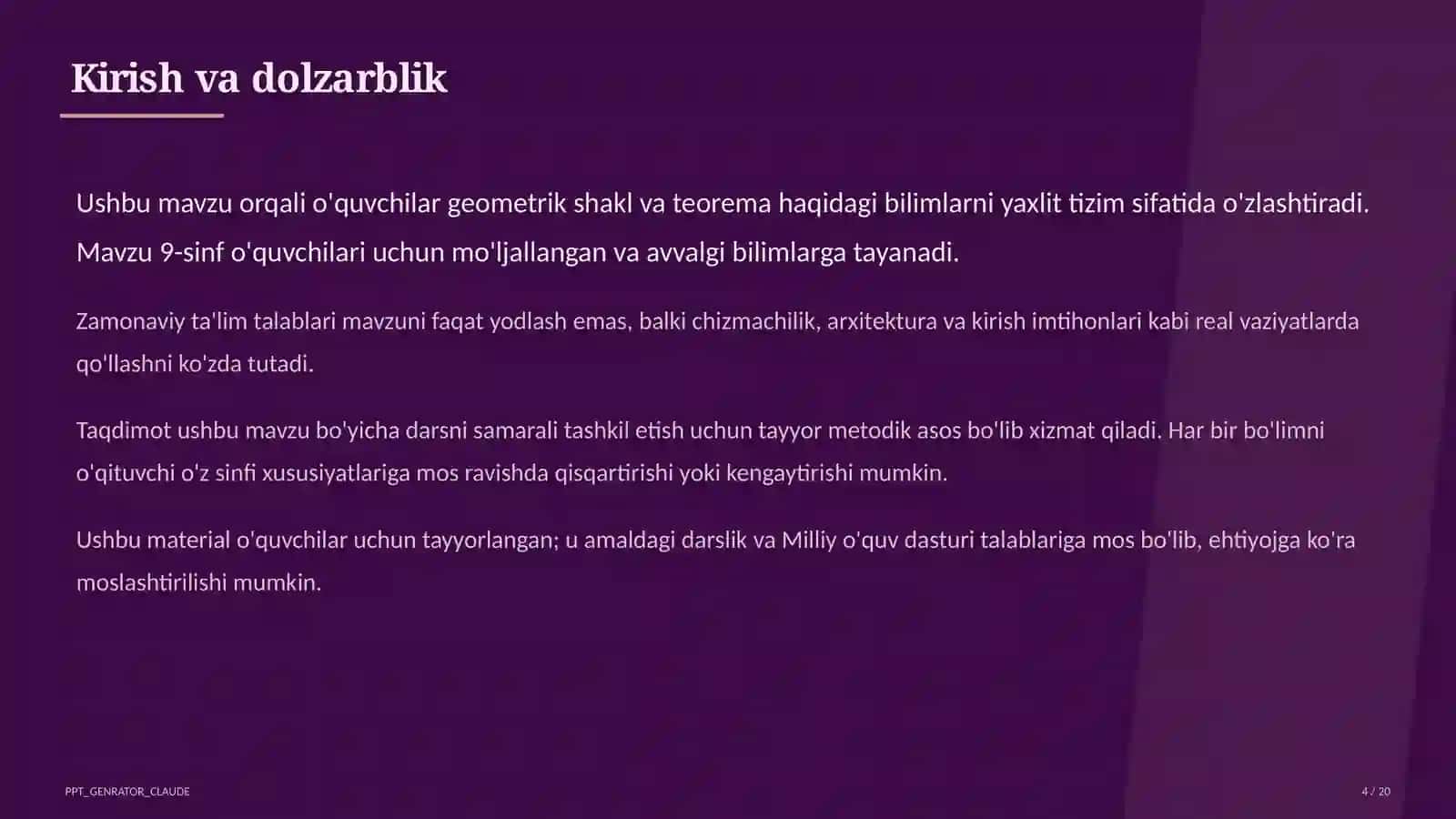 Koordinatalar metodi: to'g'ri chiziq va aylana tenglamalari (9-sinf) 4