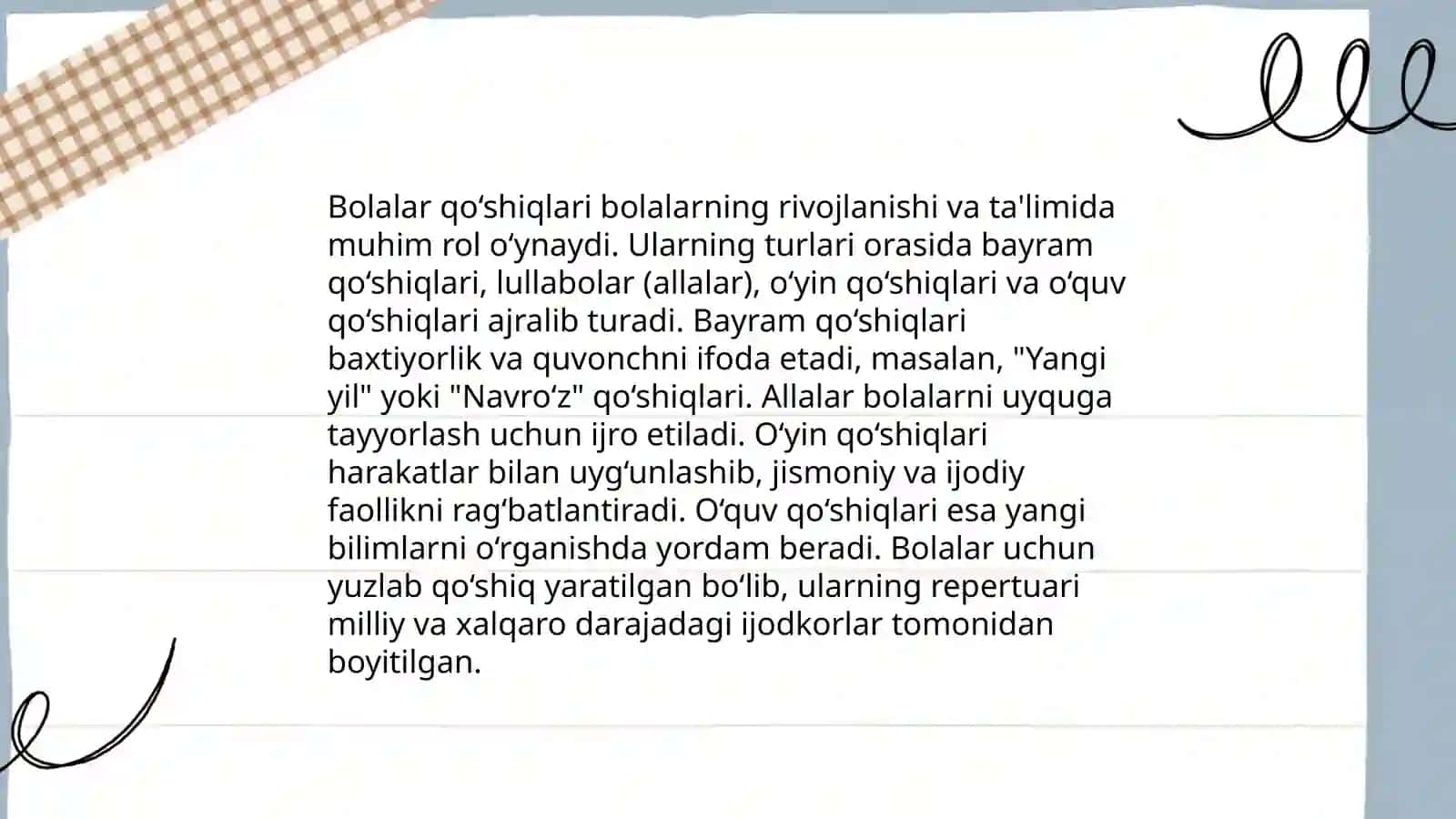 O'zbek bolalar folklorini tahlil qilish va misollar keltirish 4