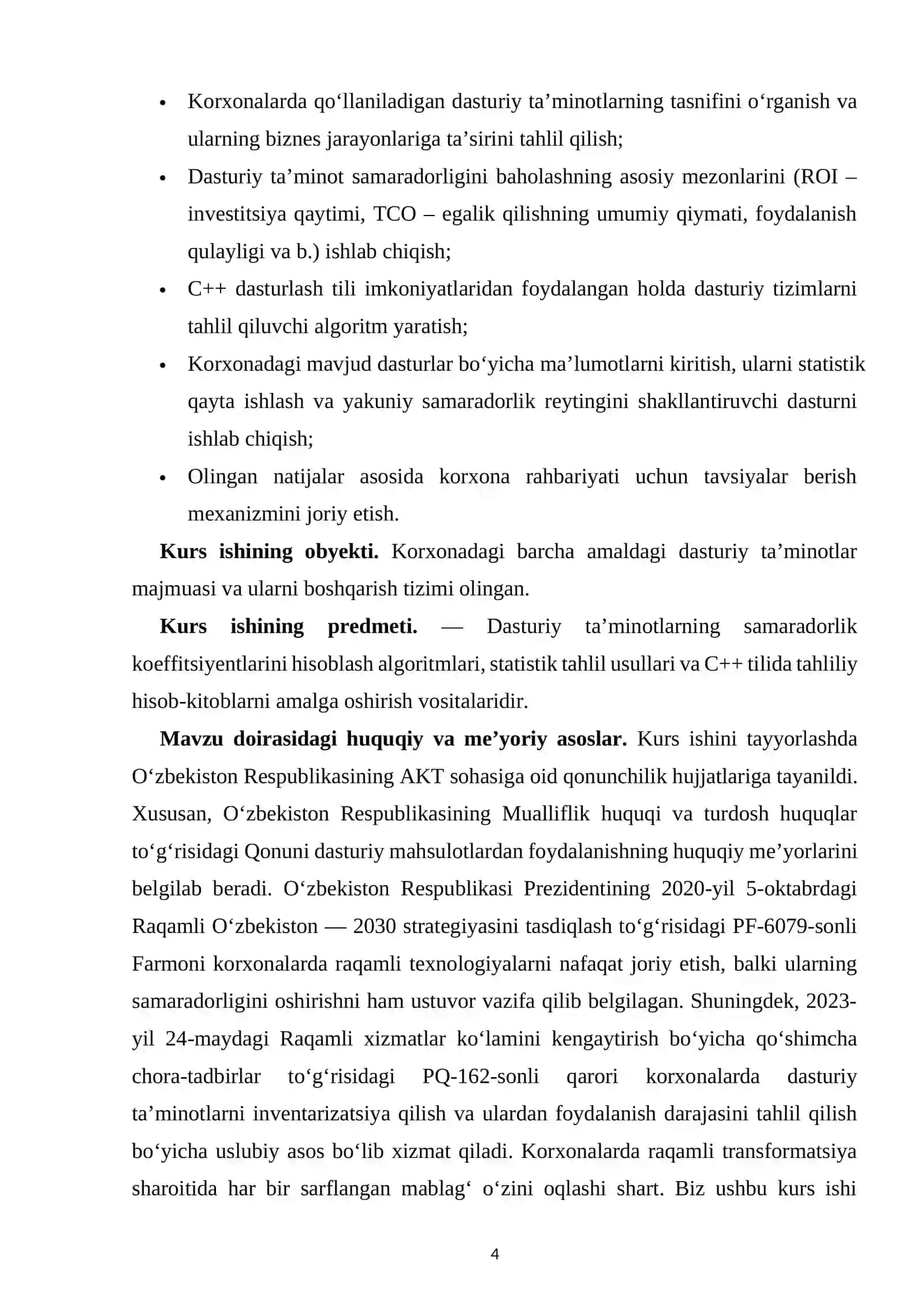 Korxonada qo‘llanilayotgan dasturiy ta’minot tizimlarini tahlil qilish va samaradorligini baholash dasturiy yechimini yaratish 4