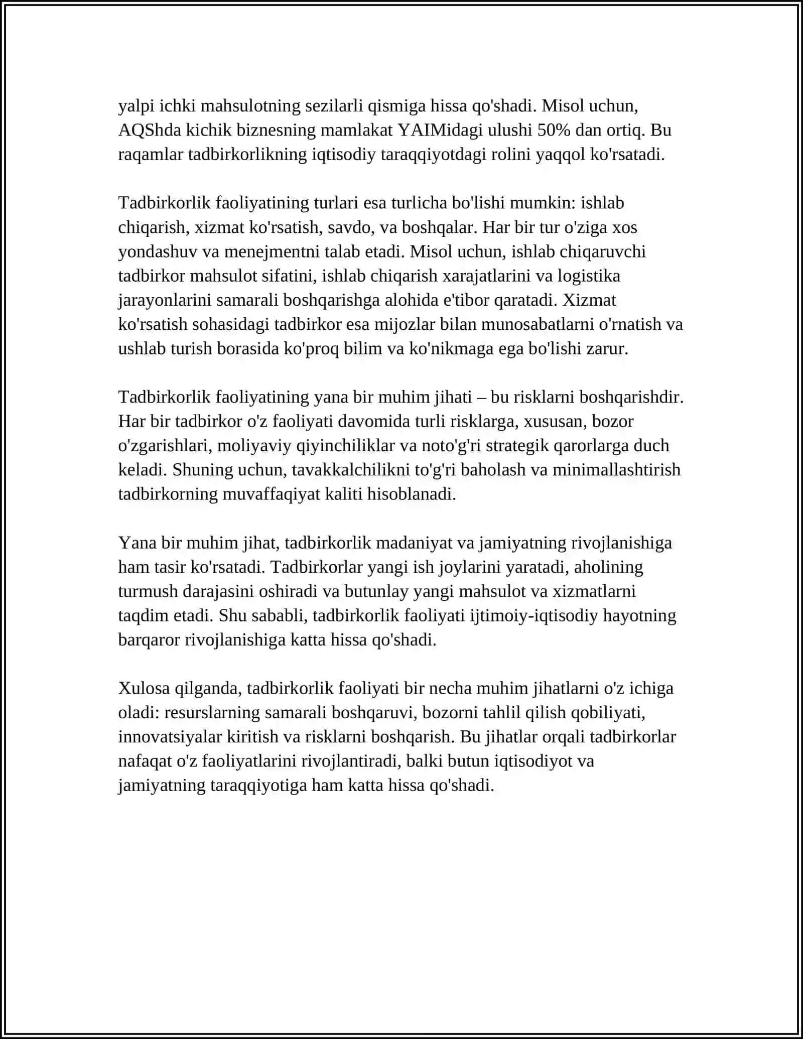 TADBIRKORLIK FAOLIYATINING MOHIYATI VA IQTISODIY MAZMUNI 4