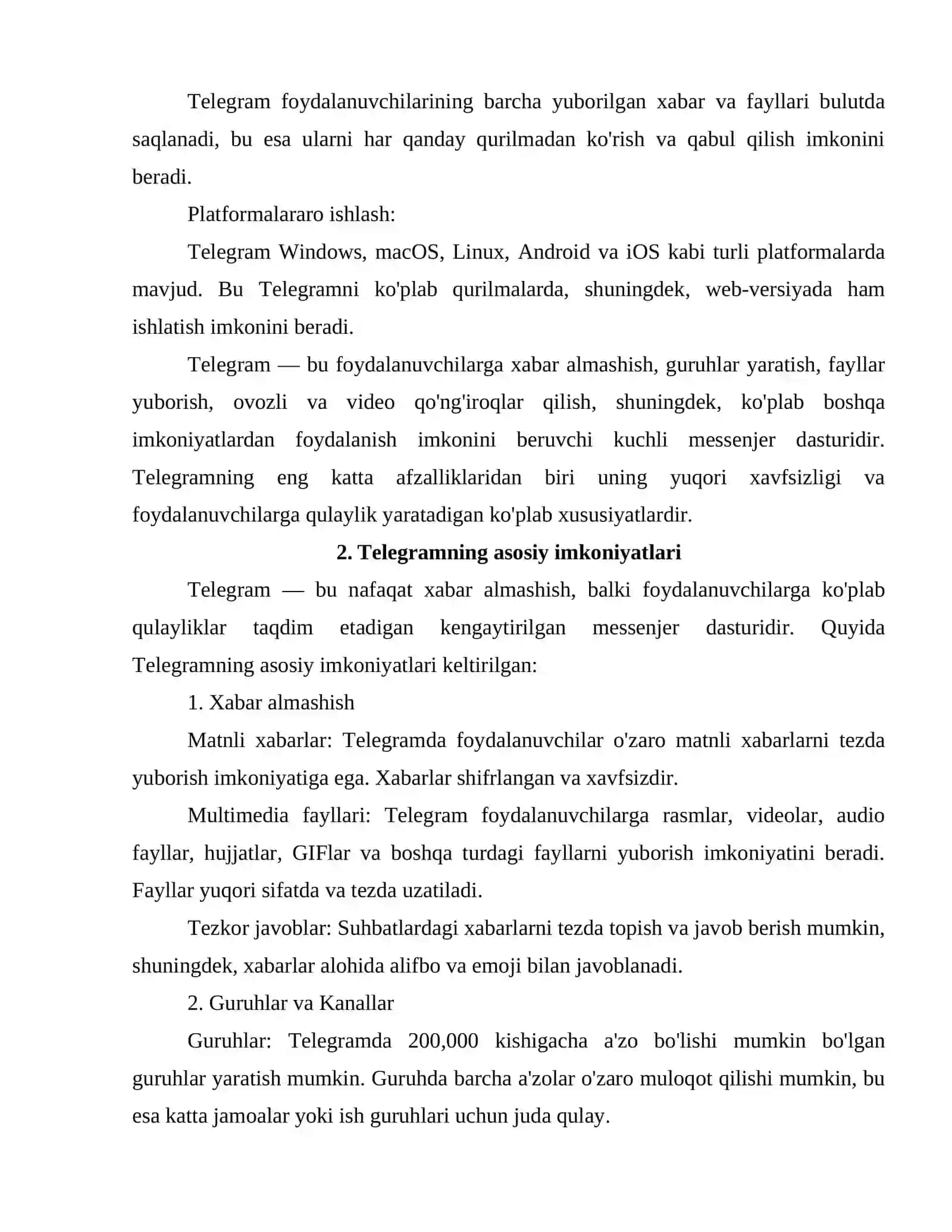 Telegram dasturi va uning imkoniyatlari 4