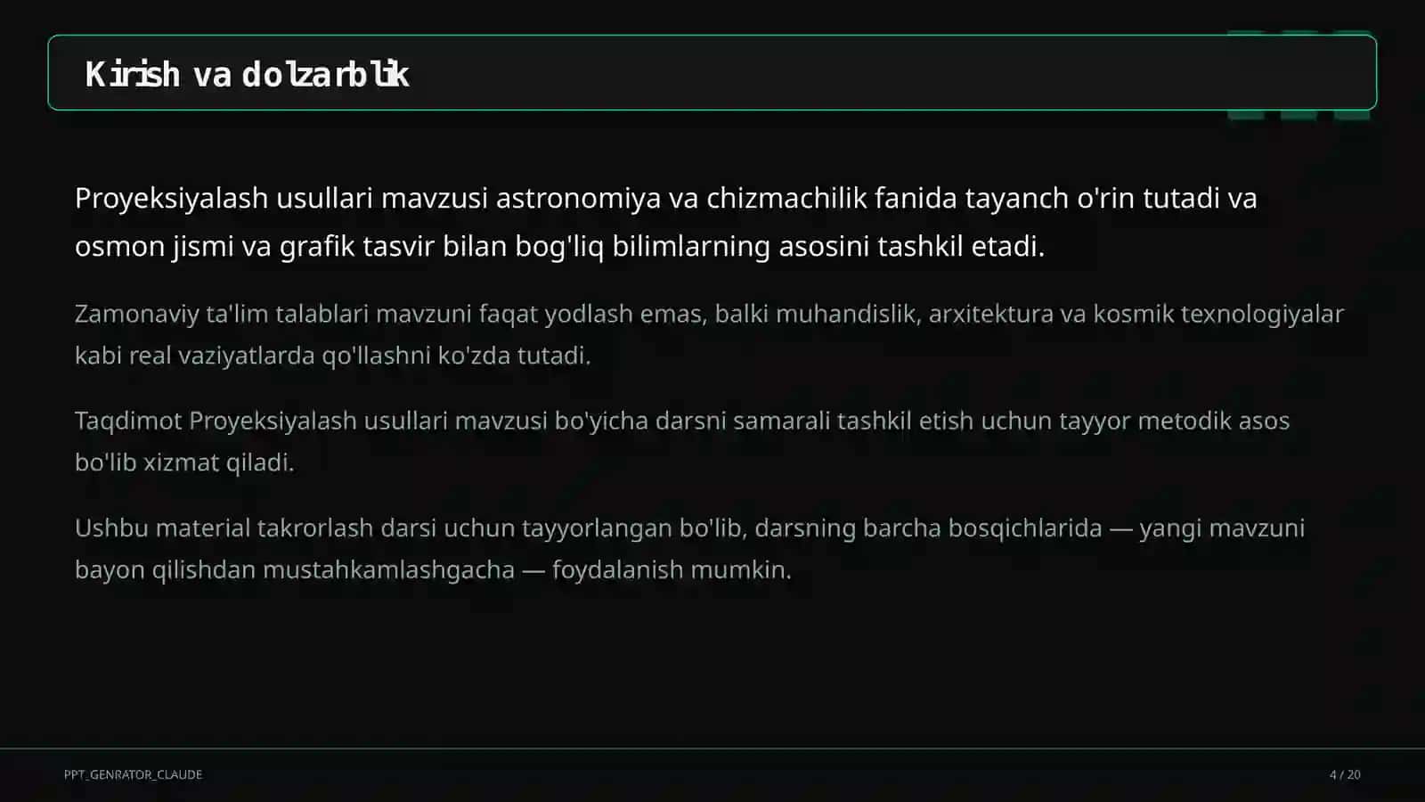 Proyeksiyalash usullari (8-sinf) 4