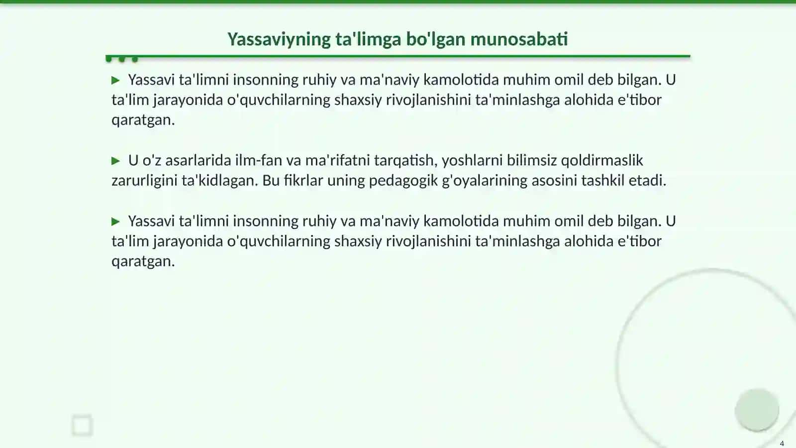 Ahmad Yassaviyning pedagogik goyalar 4