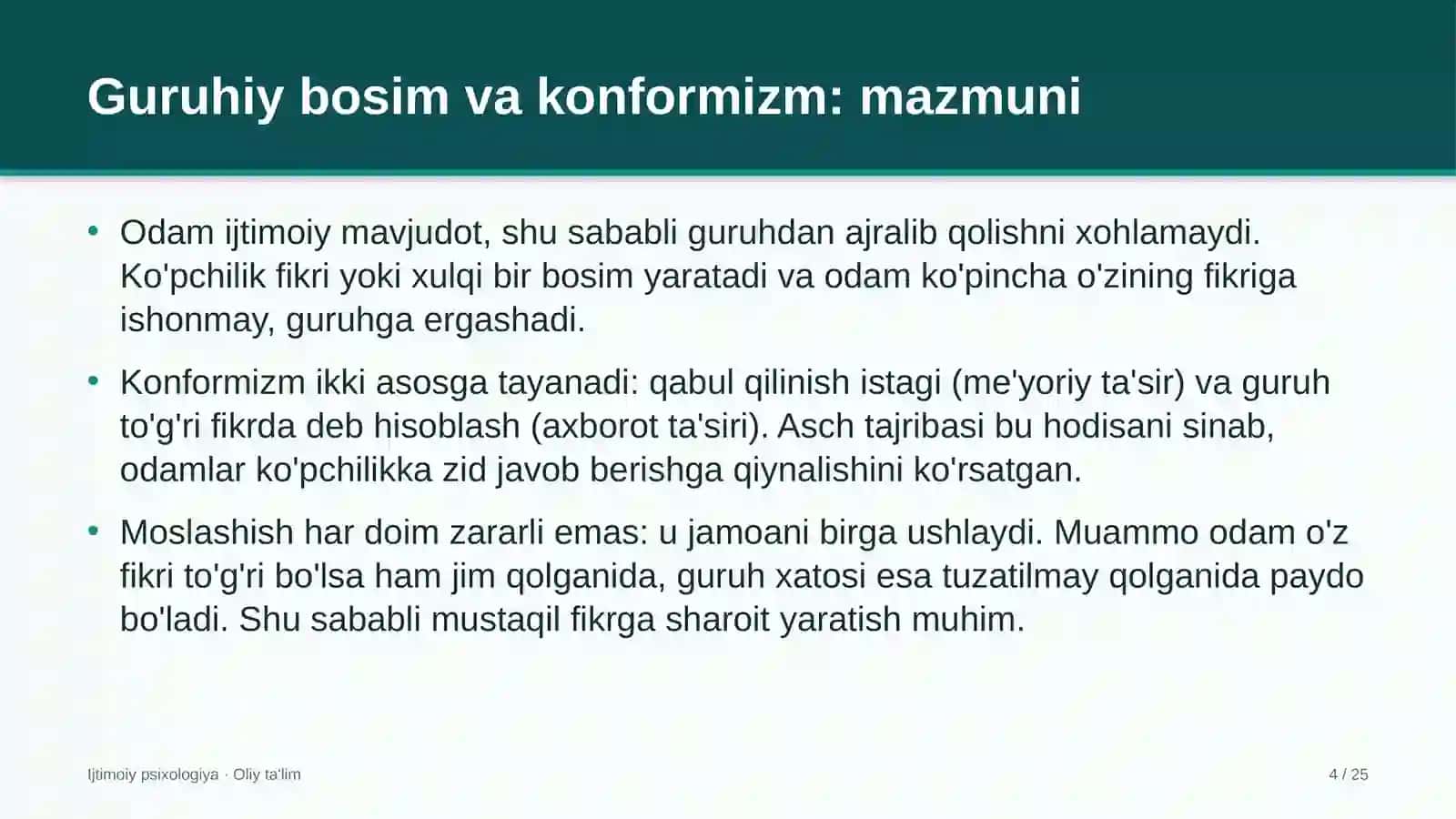 Xususiy klinikalarda guruhiy bosim va konformizm 4