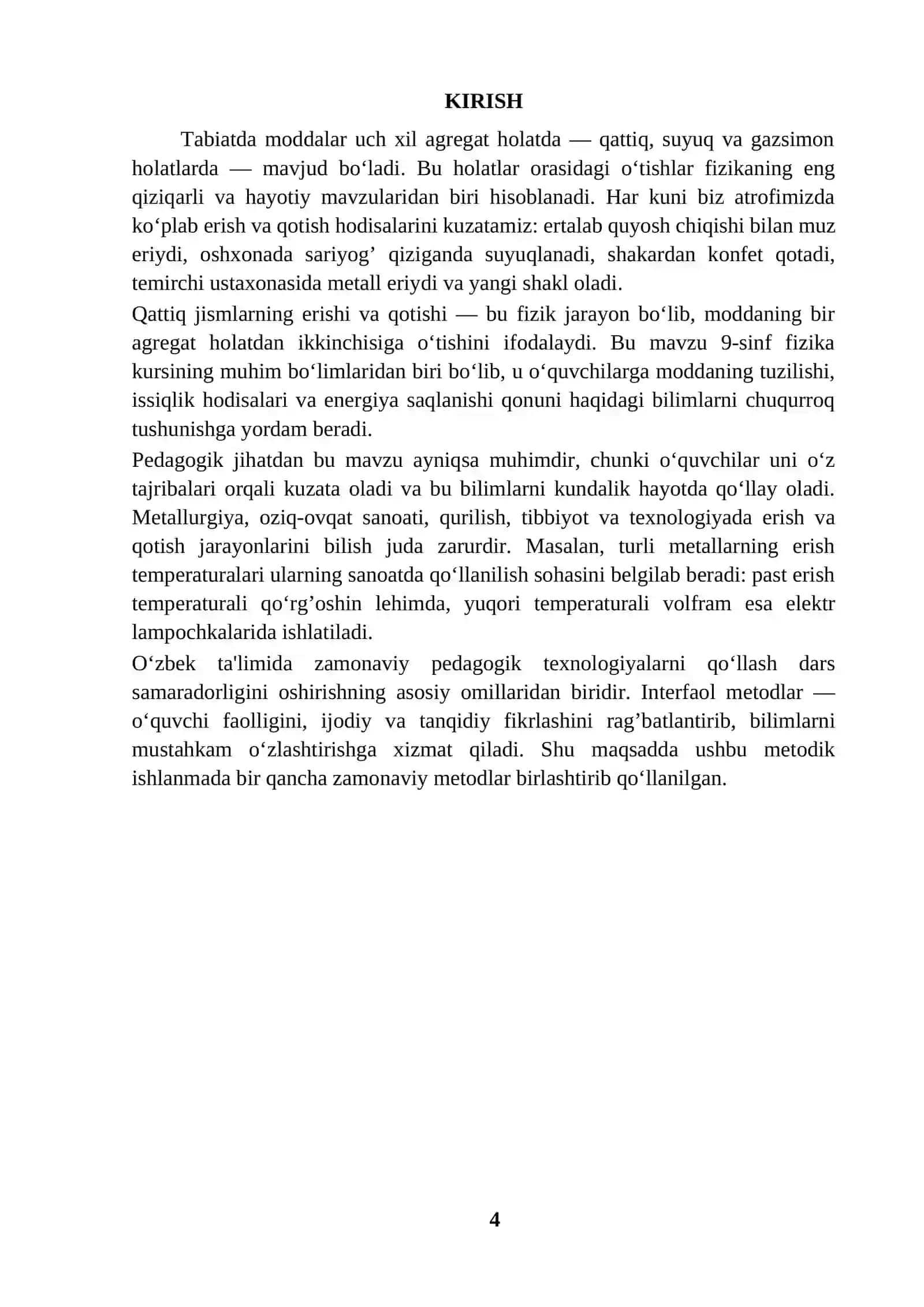 Jismlarning erish i va qotishi. Mikrodars 4