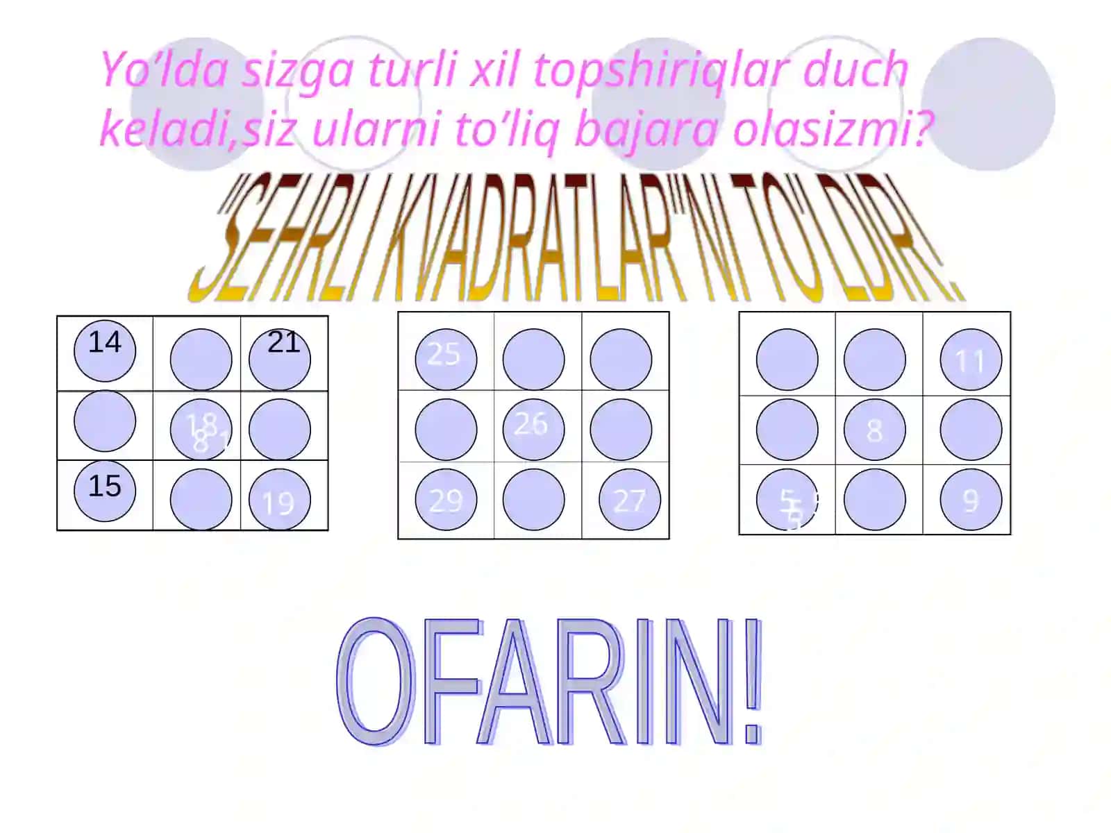 Jadvalni To'ldiring 4
