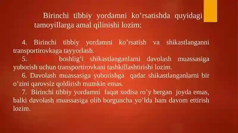 Shikastlangan o‘choqlarda tibbiy yordamni tashkil qilish 4
