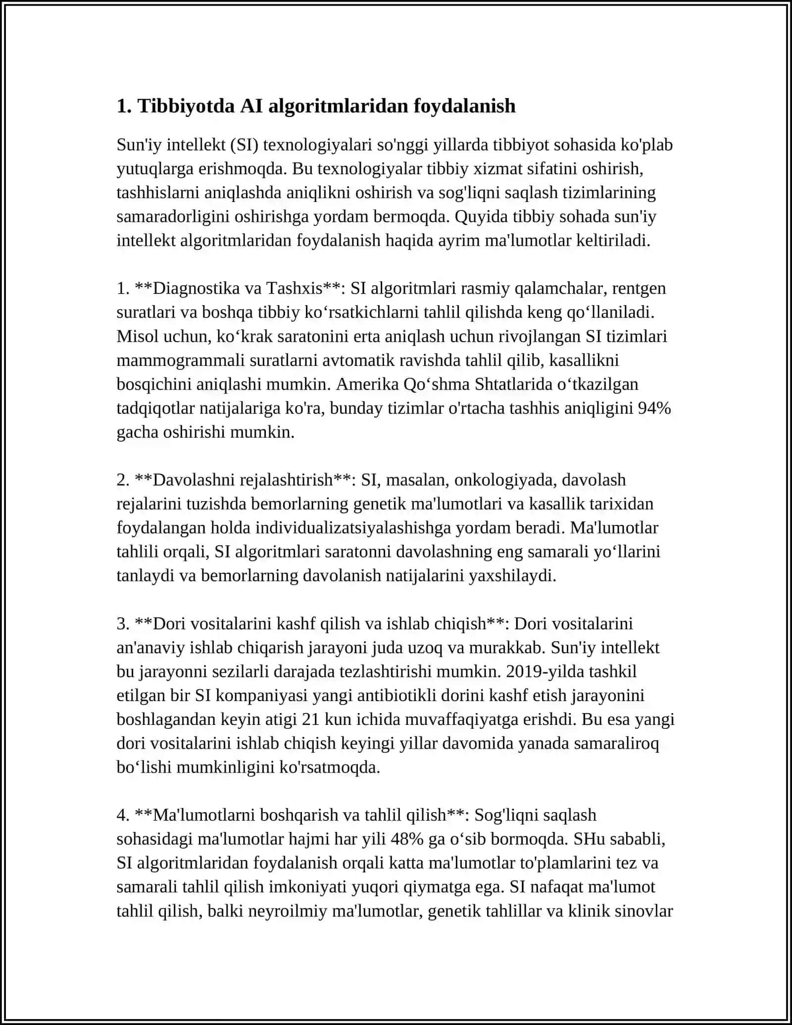 TIBBIYOTDA ISHCHI O'RINLARINI AVTOMATLASHTIRISHDA VA TIBBIY MASALALARINI YECHISHDA AXBOROT TEXNOLOGIYALARI. DASTURIY TA'LIMOT 4