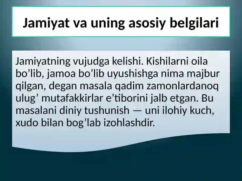 Jamiyatning paydobolishiga oid qarashlar dinamikasi 4