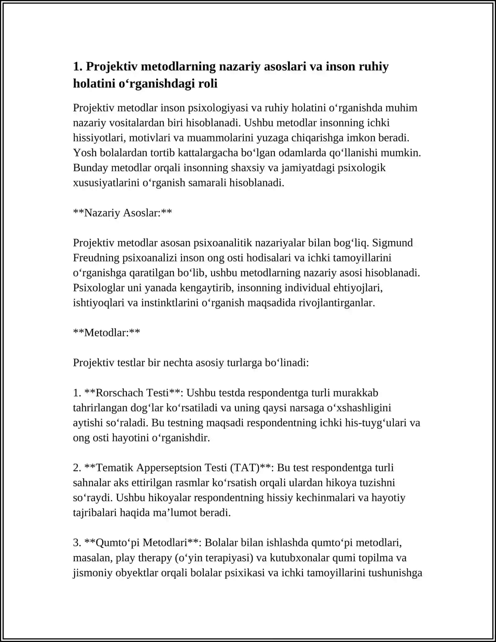 INSON RUHIY HOLATINI O’RGANISHDA PROYEKTIV METODLARNING O’RNI 4