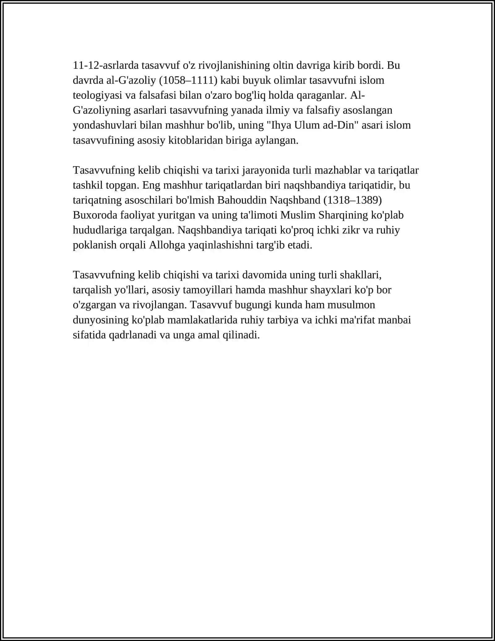 TASAVVUF PAYDO BO'LGAN DAVR HAQIDA QARASHLAR 4
