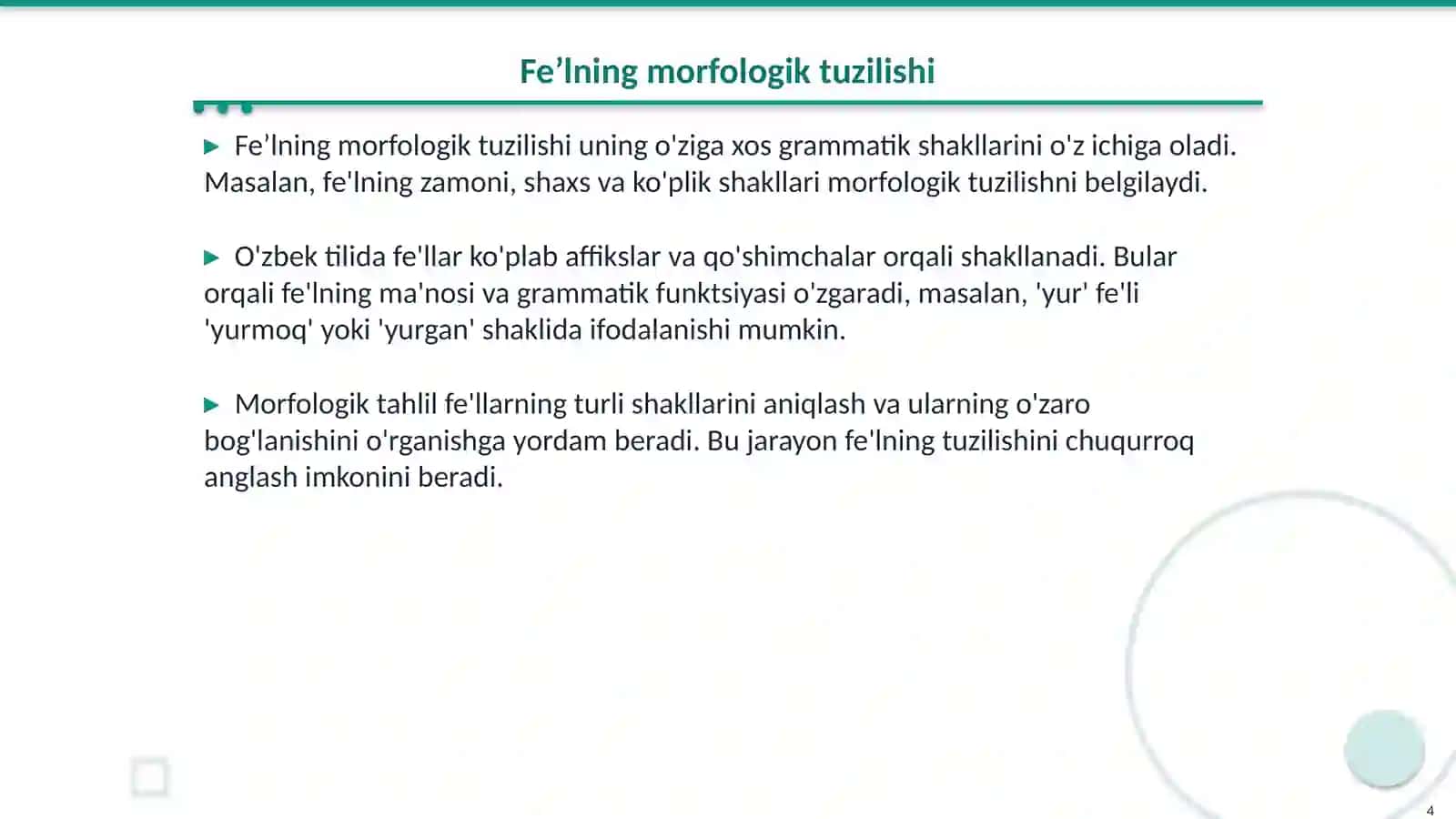 Feʼlning tuzilish jihatdan turlari 4