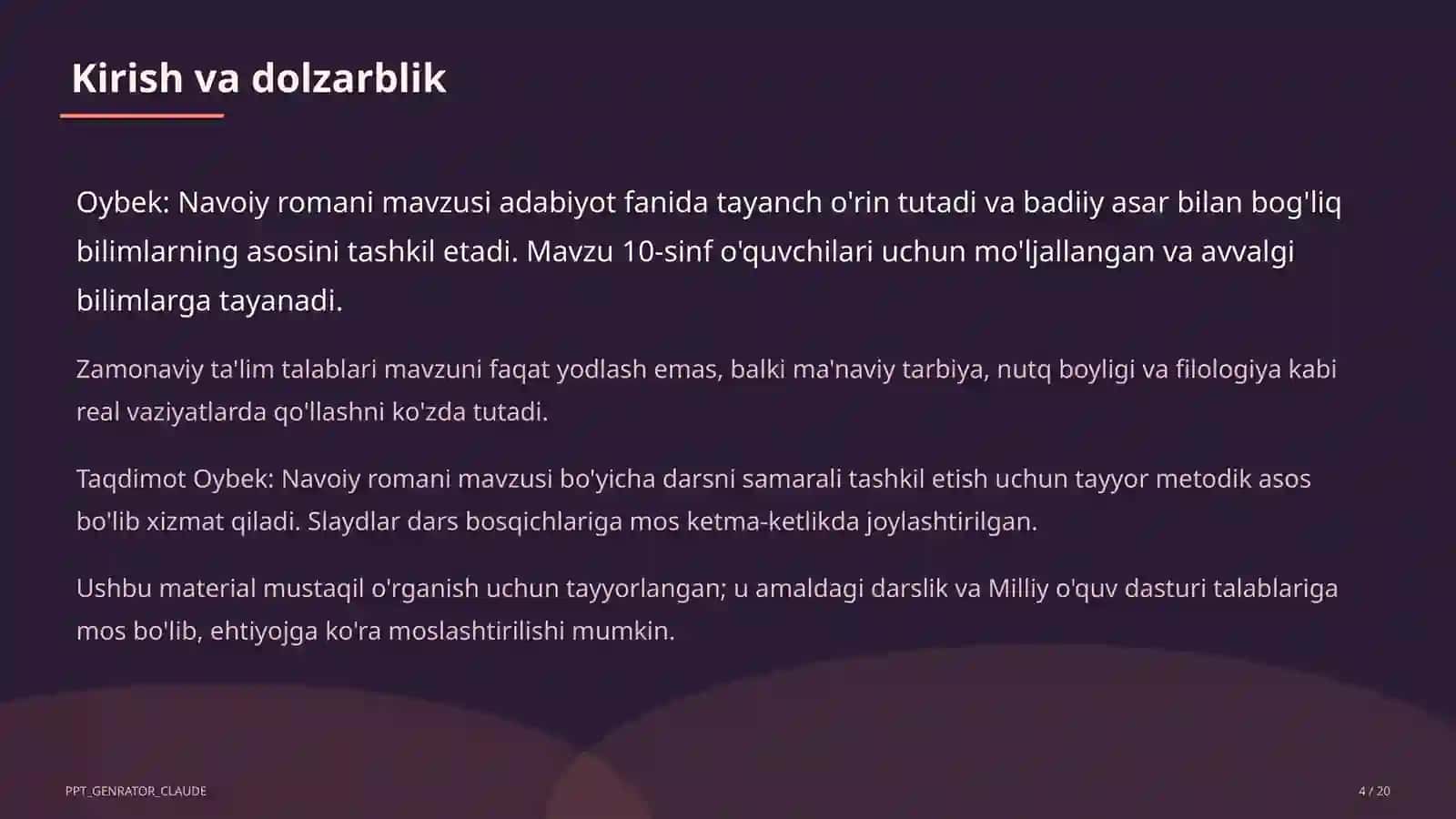 Oybek: Navoiy romani (10-sinf) 4