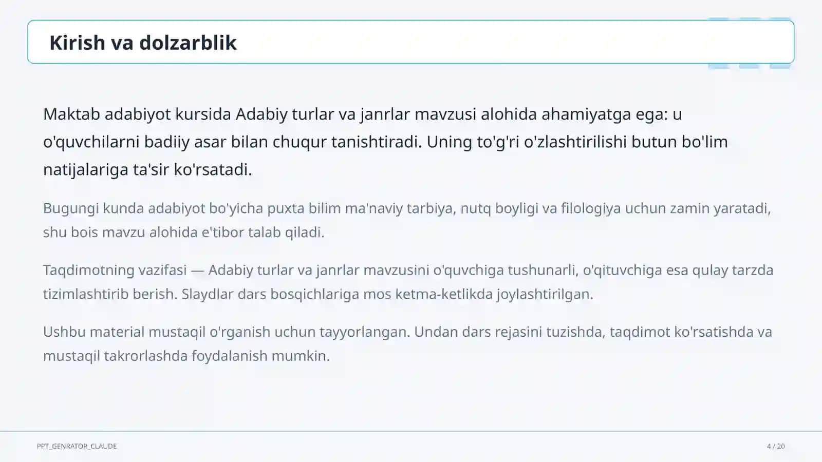 Adabiy turlar va janrlar (10-sinf) 4