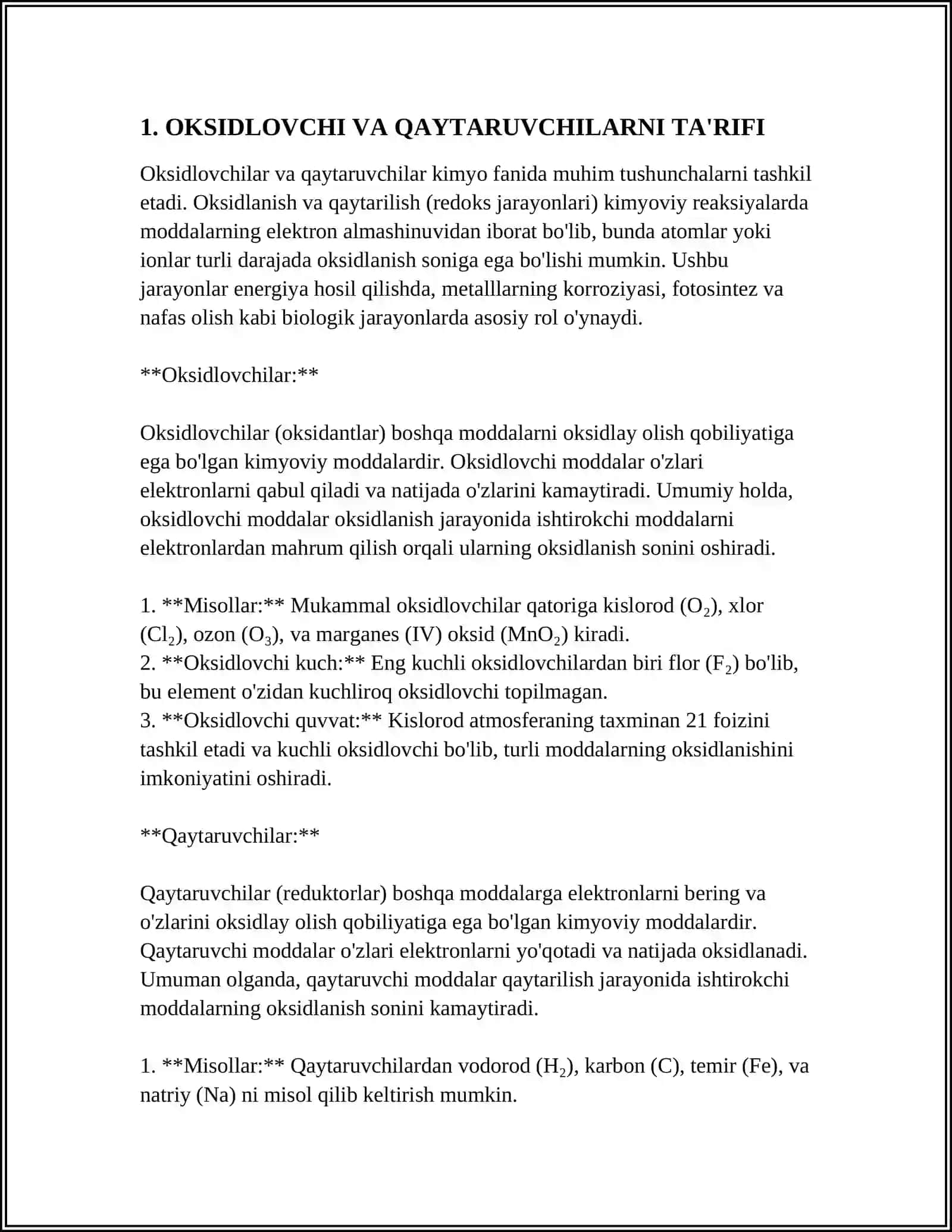 OKSIDLOVCHI VA QAYTARUVCHILARNI EKVIVALENT MASSASINI ANIQLASH.NATRIY TIOSULFAT ERITMASINI TAYYORLASH 4