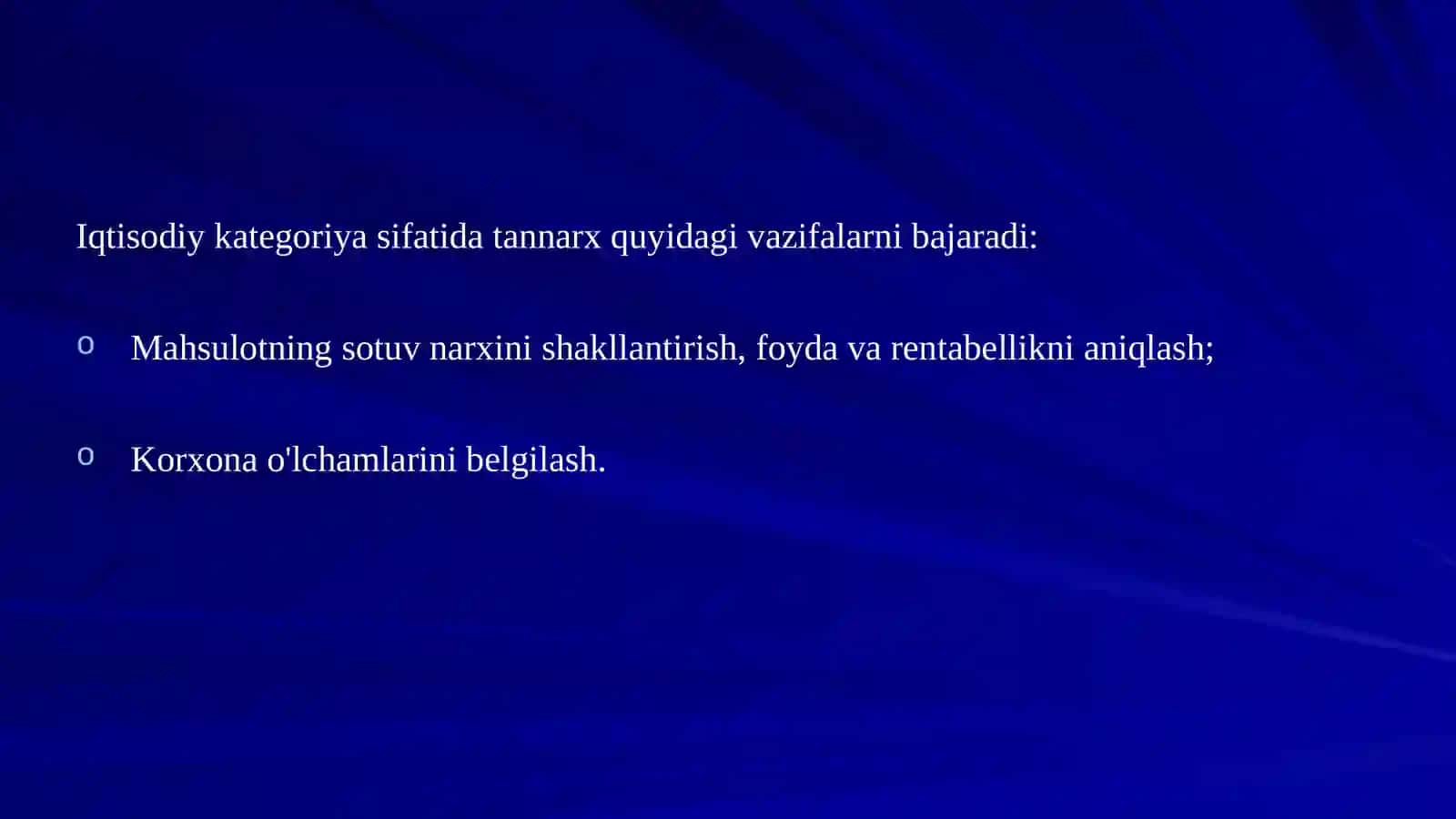 Iqtisodiyot - Mahsulot tannarxi kalkulyatsiyasi 4