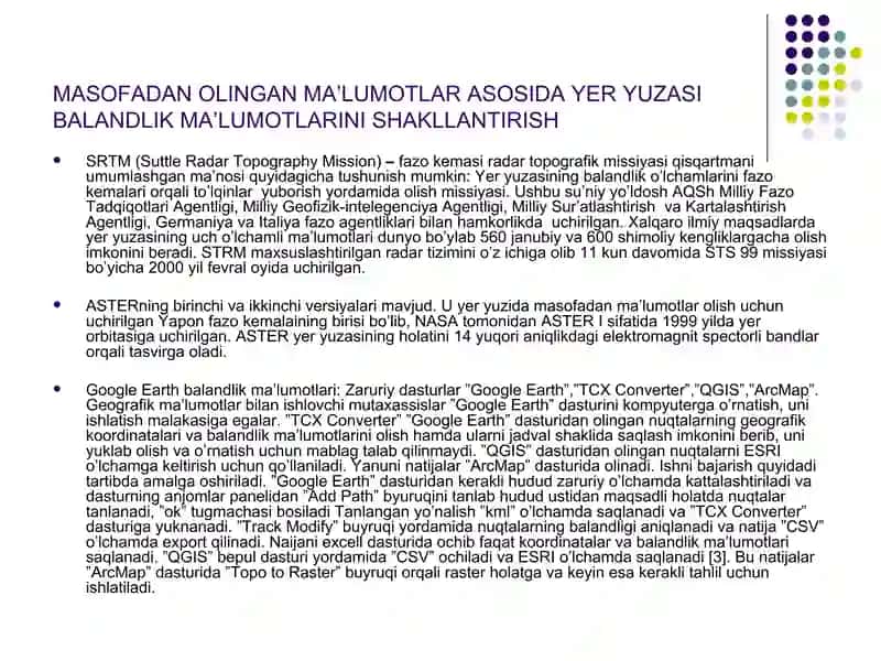 GOOGLE EARTH MA’LUMOTLARI ASOSIDA SULTON UVAYS TOGINING BALANDLIK KONTURINI TUZISH 4