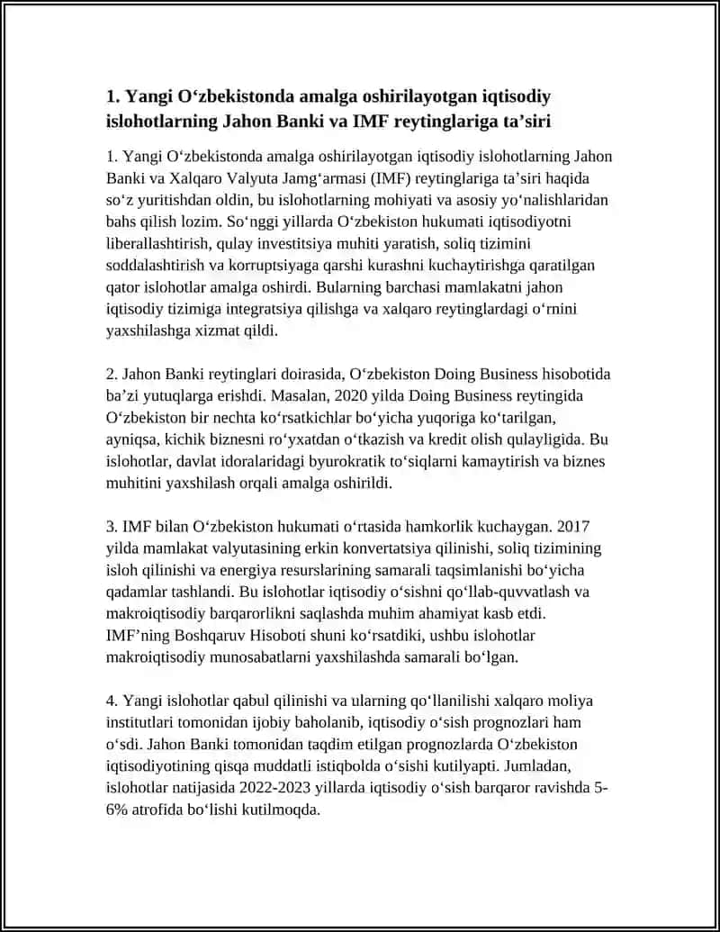 YANGI OʻZBEKISTON IJTIMOIY SIYOSIY IQTISODIY VA MADANIY HAYOTIDA ROʻY BERAYOTGAN OʻZGARISHLARNING XALQARO REYTING VA INDEKSLARINING AKS ETISHI 4