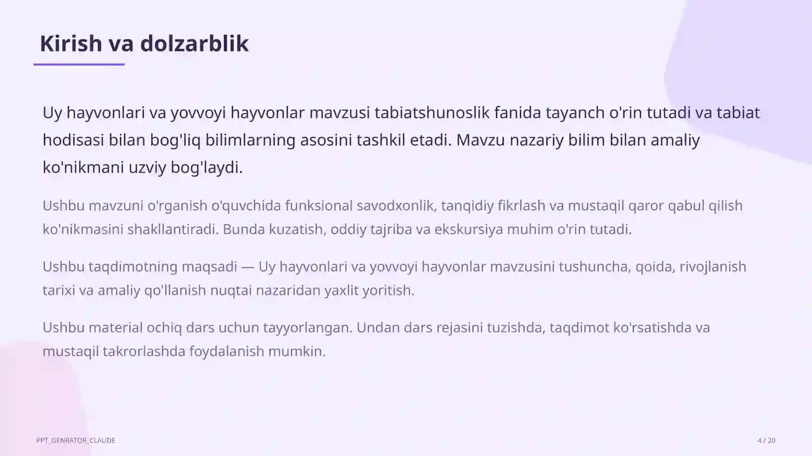 Uy hayvonlari va yovvoyi hayvonlar (1-sinf) 4
