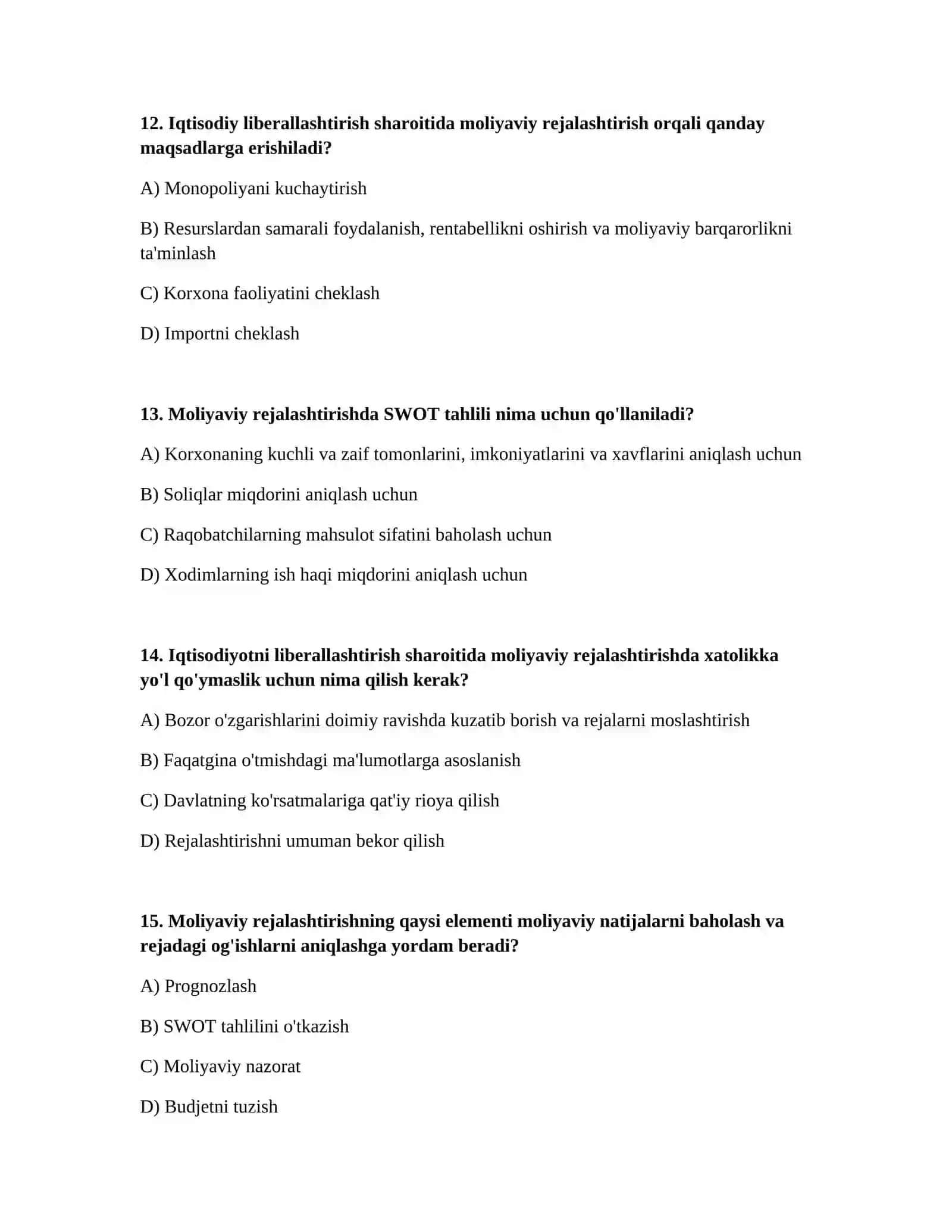 Iqtisodiyotni liberallashtirish sharoitida moliyaviy rejalashtirishning ahamiyati 4