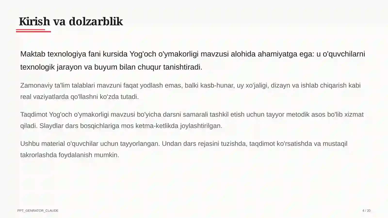 Yog'och o'ymakorligi (7-sinf) 4