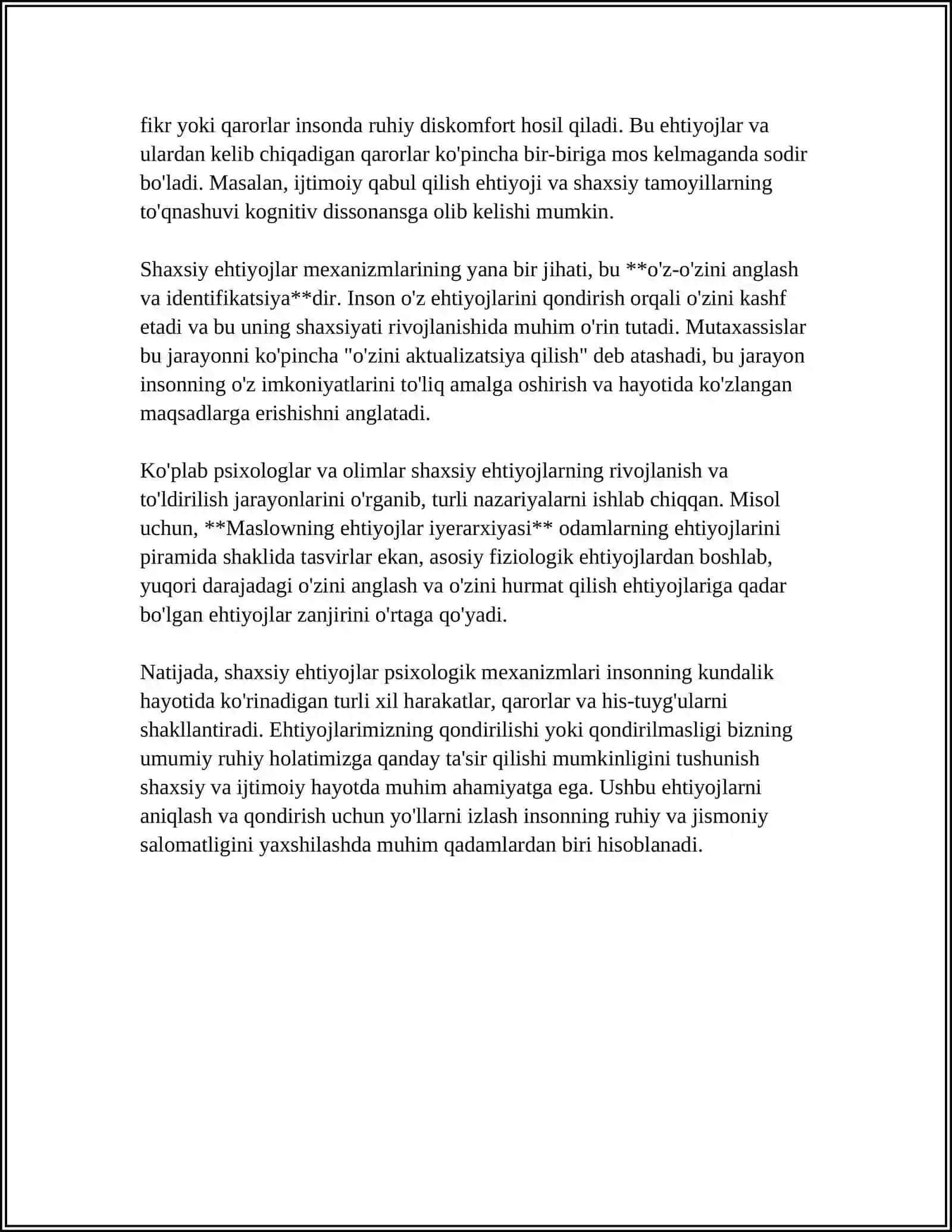 SHAXS FAOLIYATIDAGI EHTIYOJLAR, MOTIVLAR VA QIZIQISHLAR 4