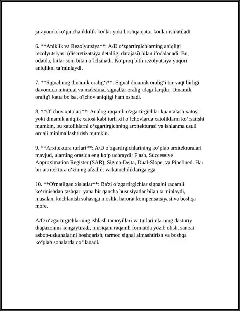 ANALOG-RAQAMLI VA RAQAM-ANALOGLI OʻZGARTIRGICHLAR 4