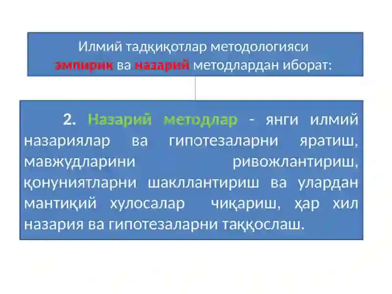 Илмийтадқиқотларда қўлланиладиган умумилмий методлар 4