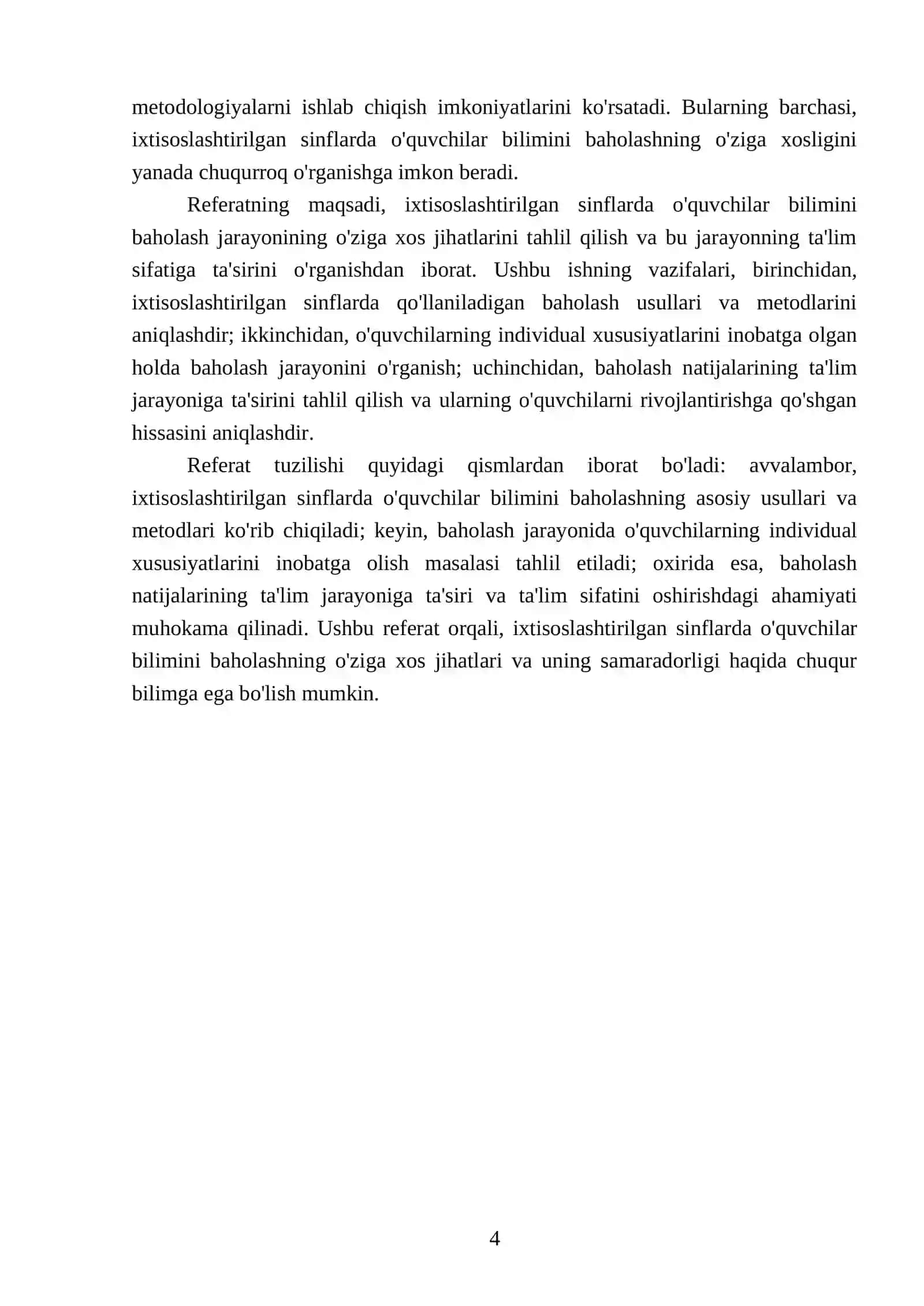 Ixtisoslashtirilgan sinflarda o'quvchilar bilimini baholashning o'ziga xosligi 4
