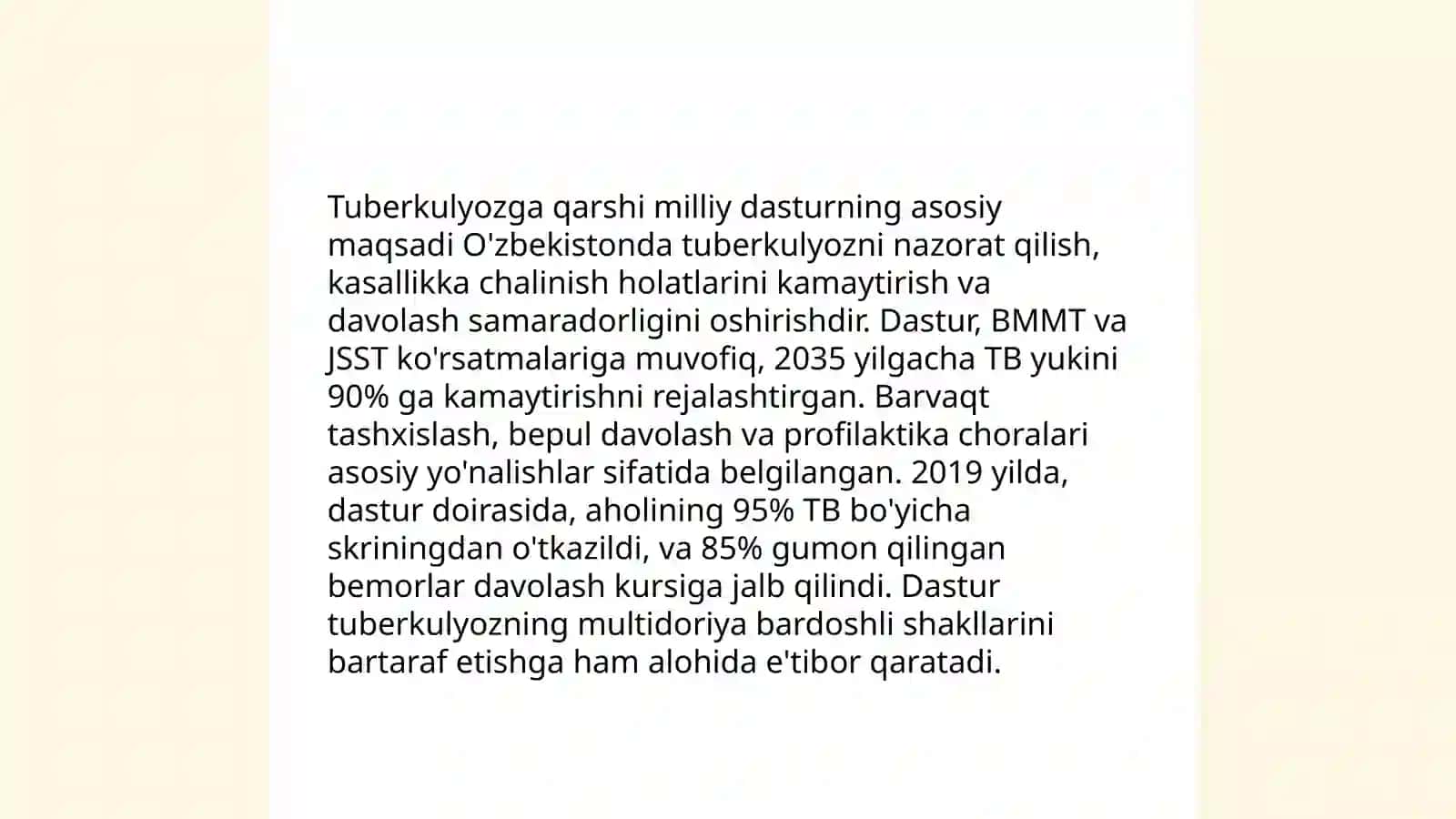Oʻzbekiston Respublikasida tuberkulyozga qarshi kurashishning milliy dasturi 4