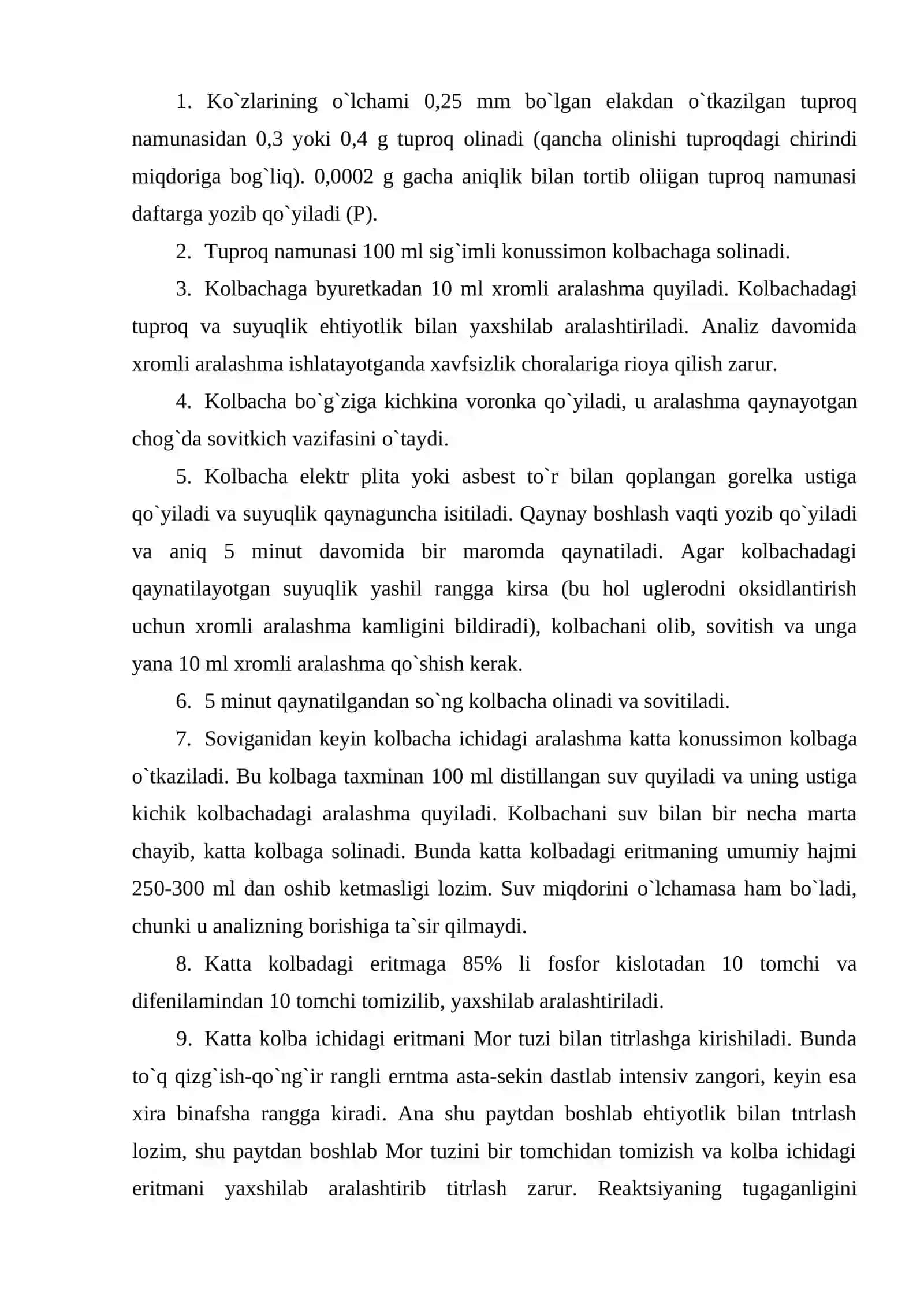 Tuproq tarkibidagi gumus miqdorini I.V. Tyurin usulida aniqlash 4