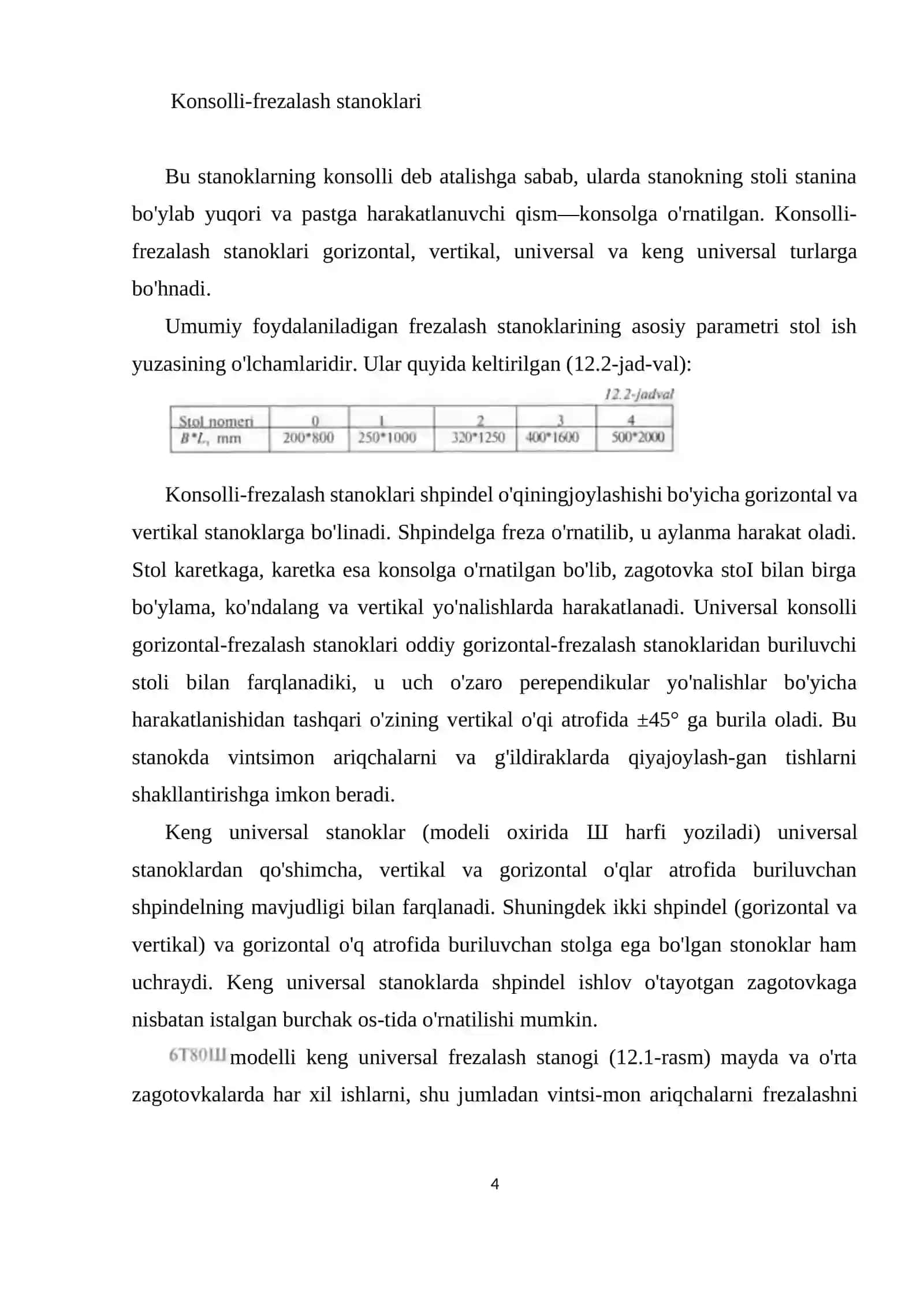 FREZALAR KLASSIFIKATSIYASI, QO’LLANISH MIQYOSI VA ALOHIDA XUSUSIYATLARI 4