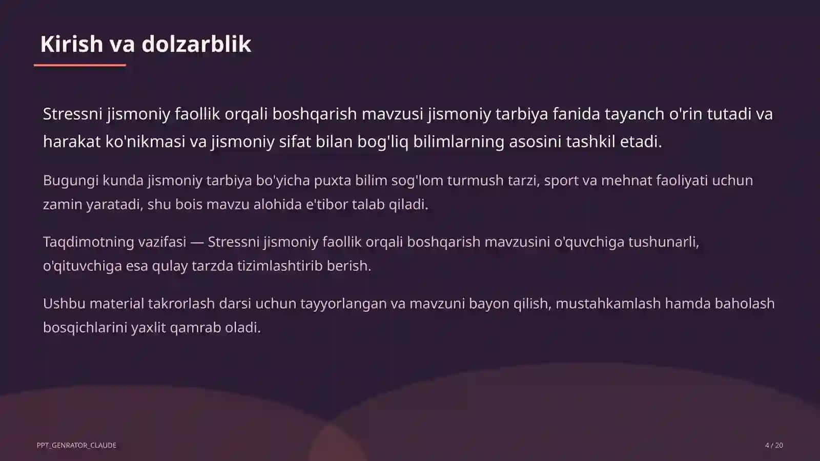 Stressni jismoniy faollik orqali boshqarish (11-sinf) 4