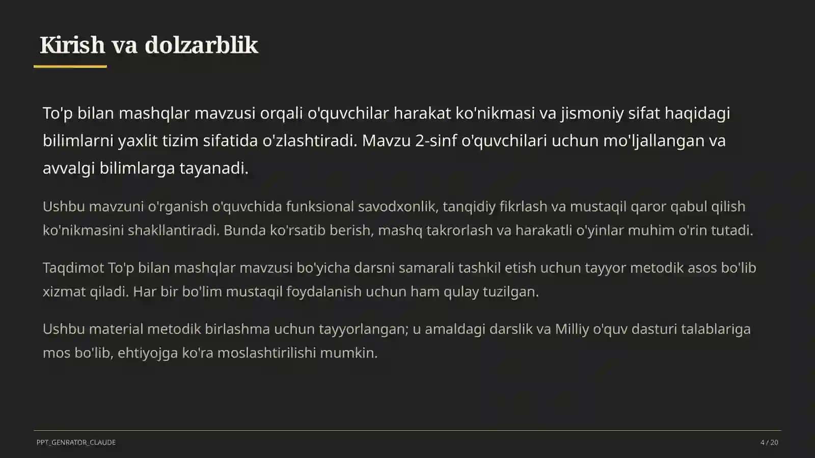 To'p bilan mashqlar (2-sinf) 4